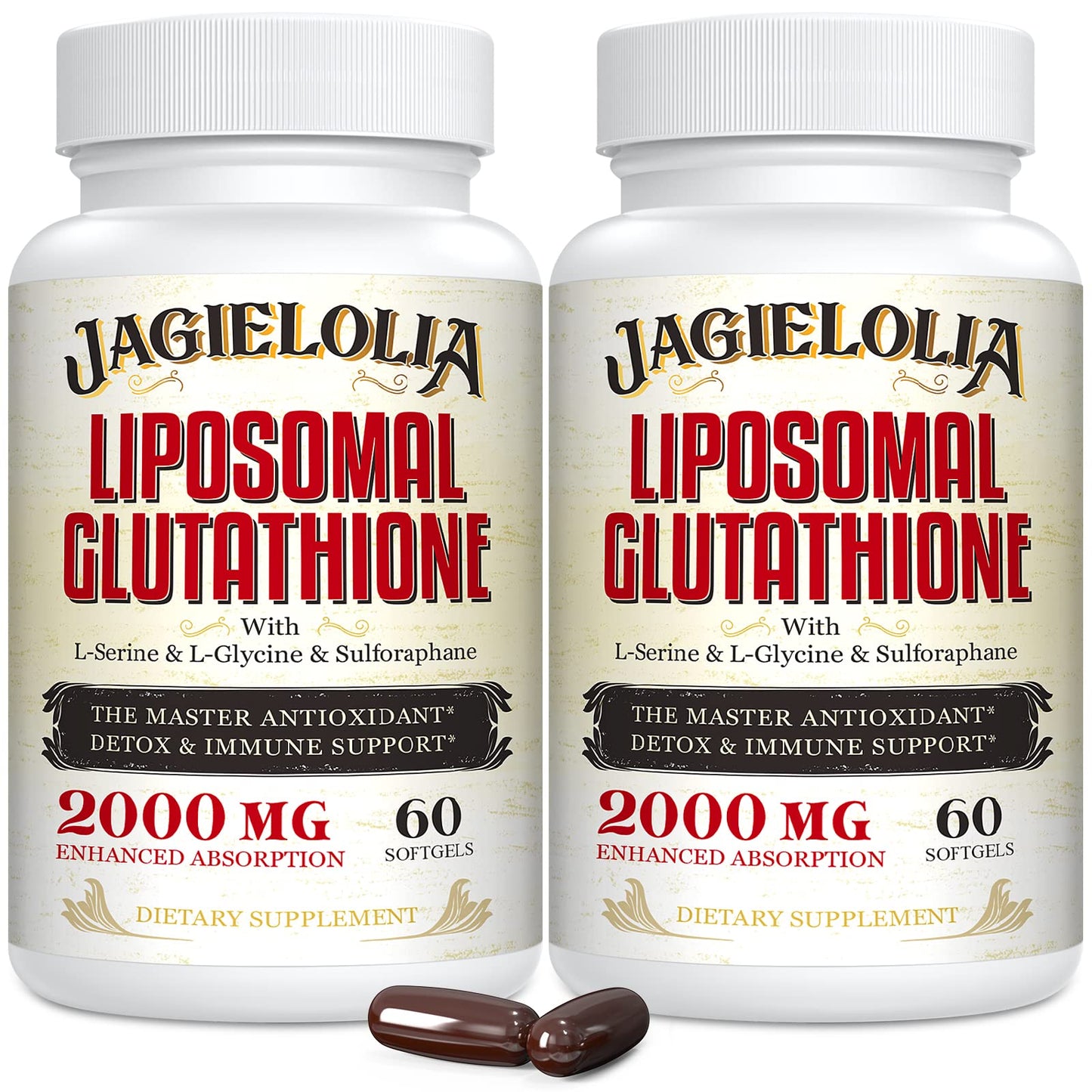 Jagielolia Liposomal Glutathione 2000 mg with L-Serine, L-Glycine & Sulforaphane, 120 Softgels