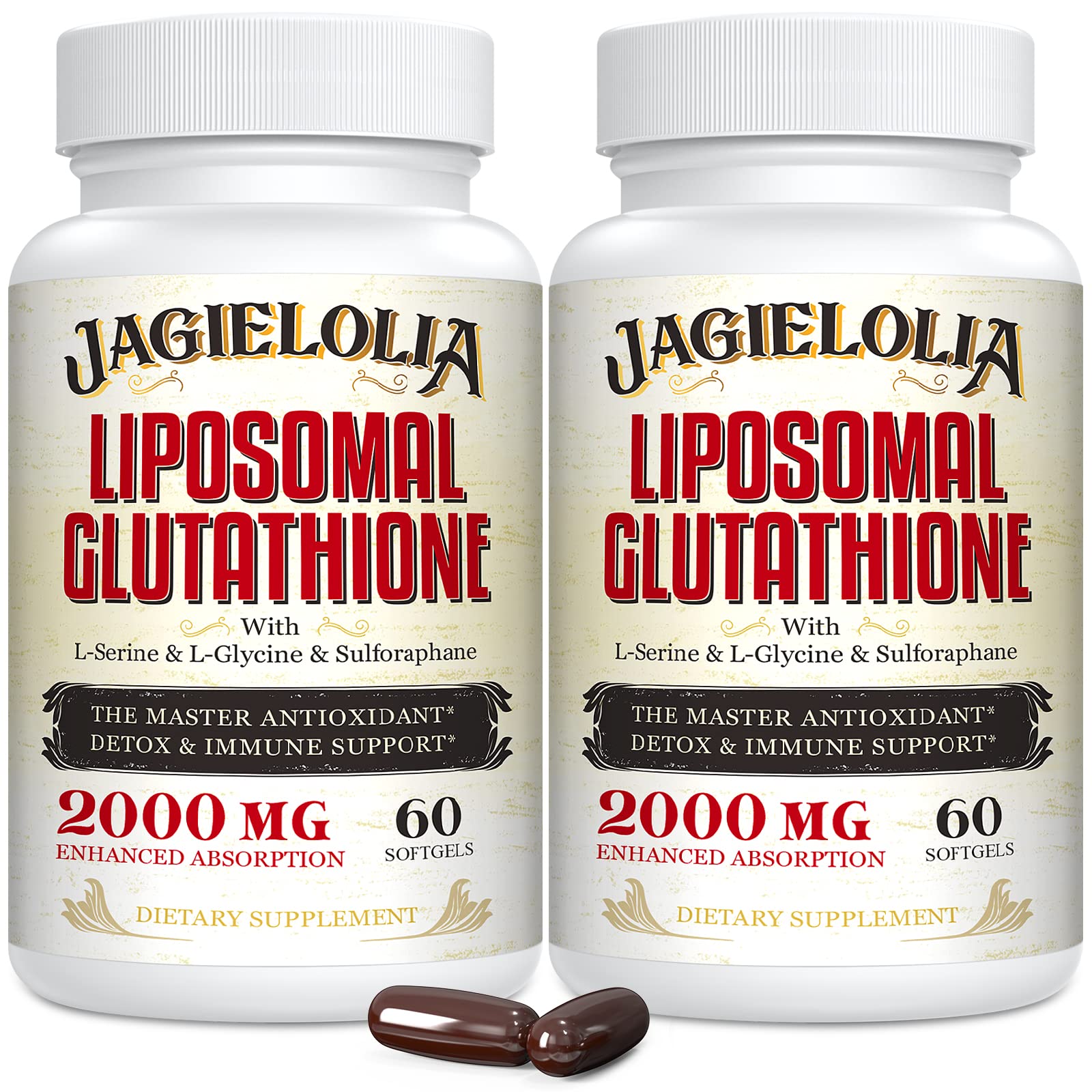 Jagielolia Liposomal Glutathione 2000 mg with L-Serine, L-Glycine & Sulforaphane, 120 Softgels