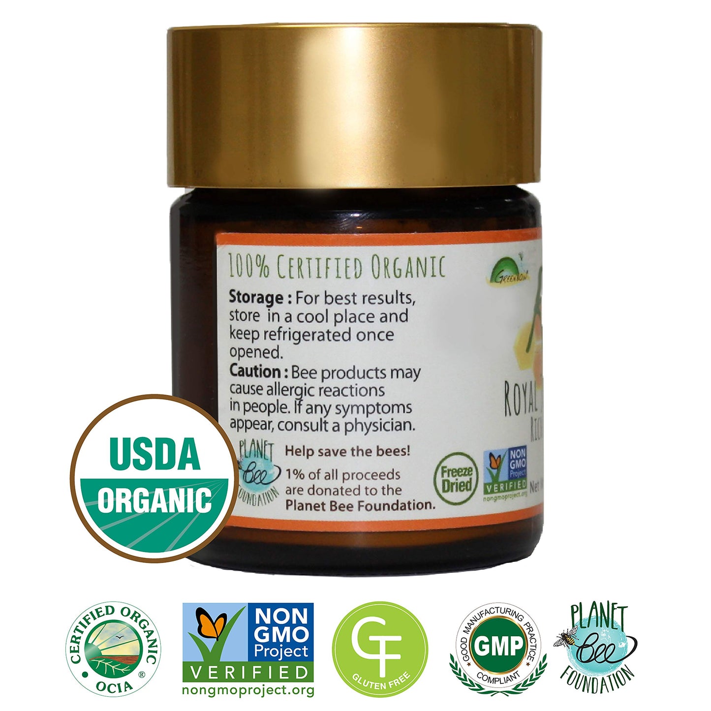 Greenbow Organic Royal Jelly Powder 3X Concentrated 1.5 Ounce
