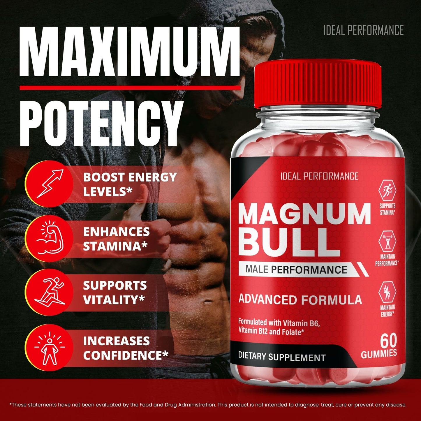 IDEAL PERFORMANCE Magnum Bull Gummies 180 Gummies