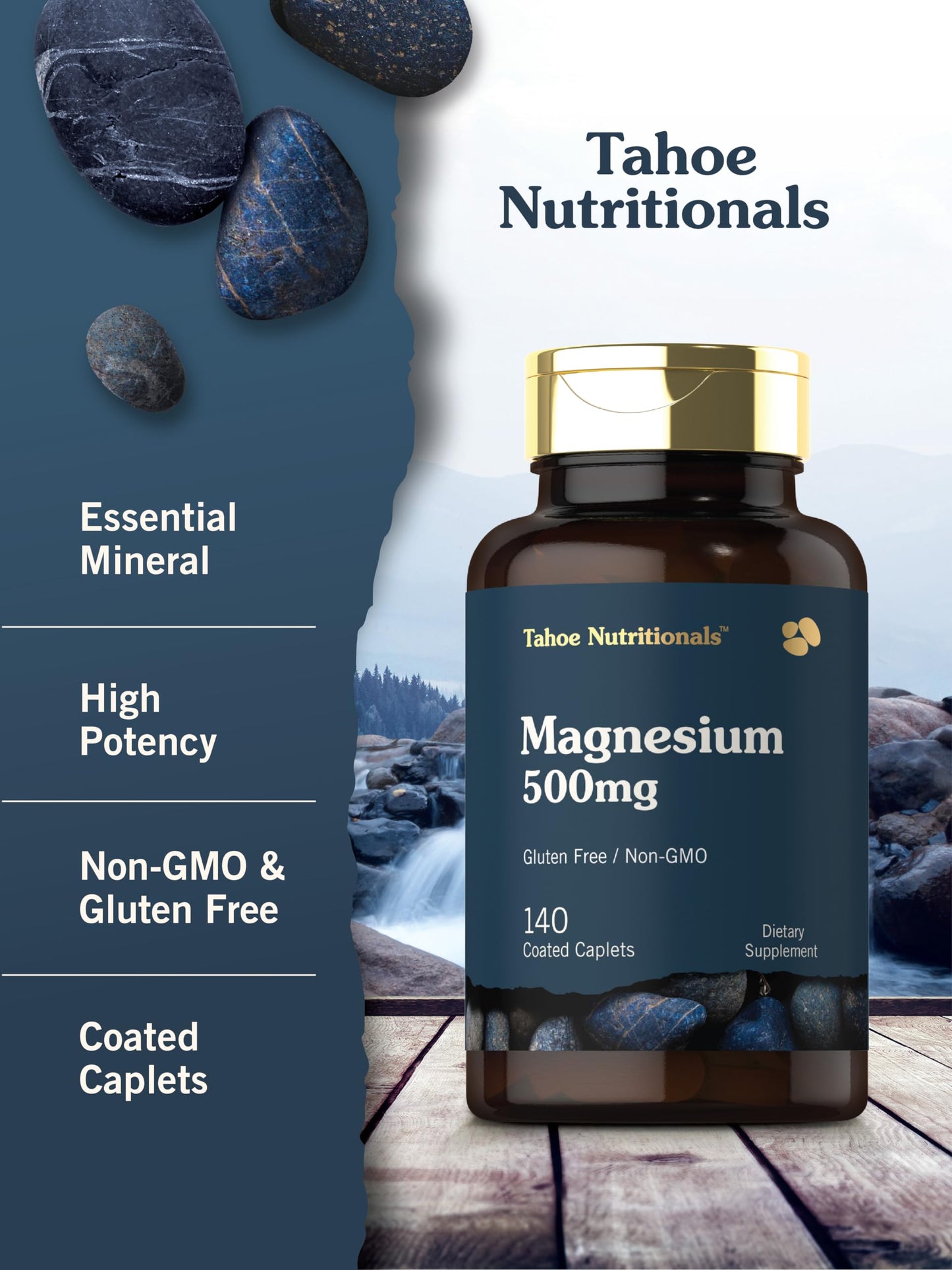 Tahoe Nutritionals Magnesium 500mg Caplets 140 Count