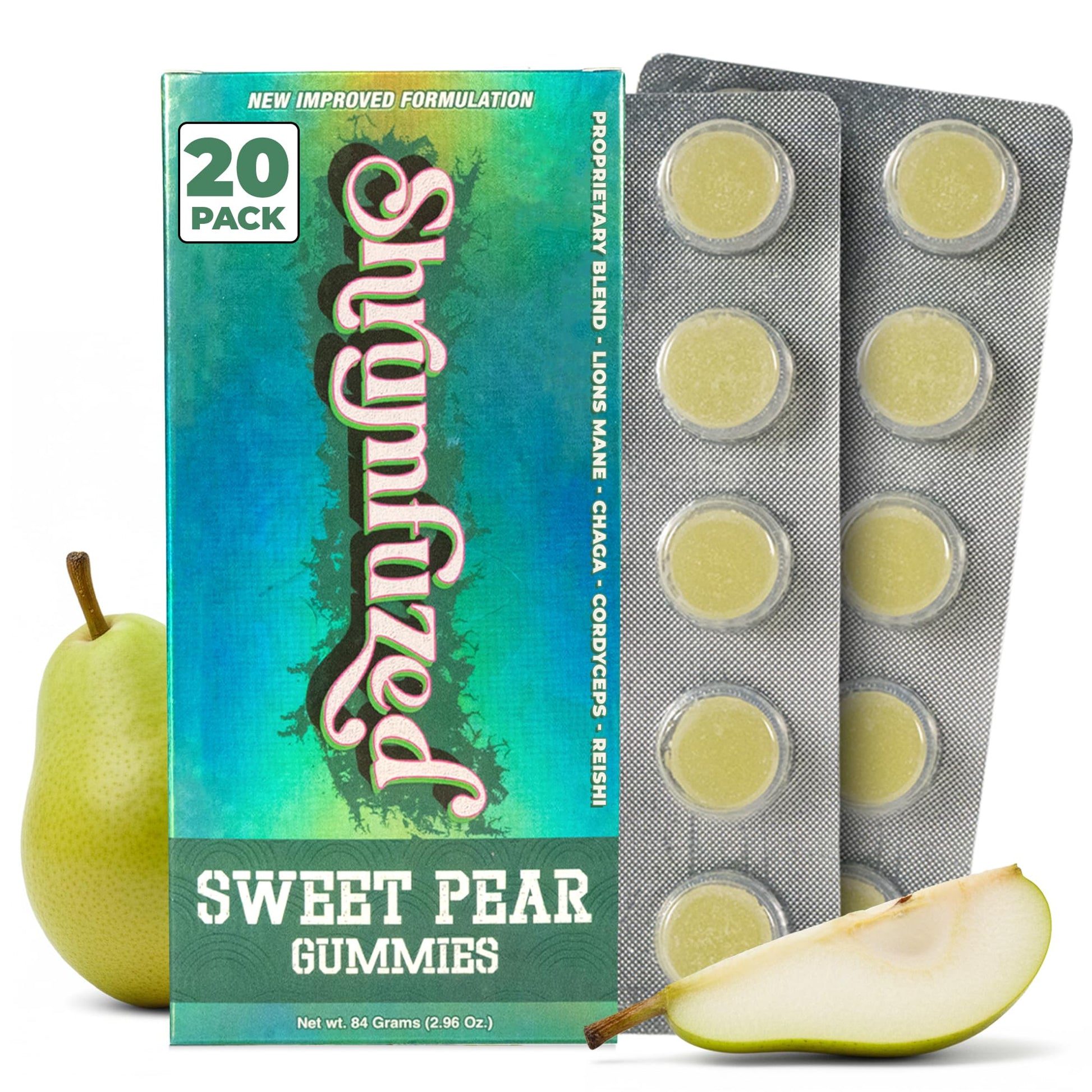 Shrumfuzed Mushroom Gummies, Sweet Pear, 20 Count
