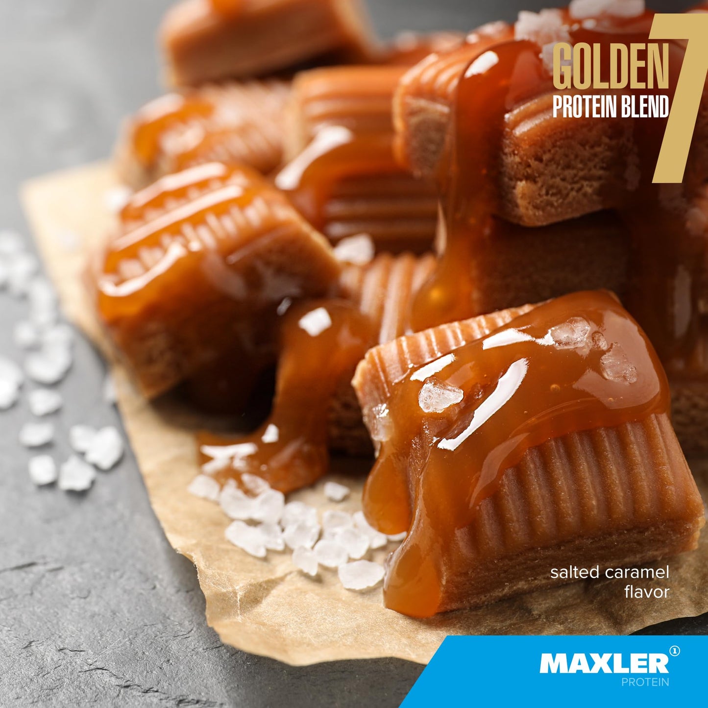 Maxler Golden 7 Protein Blend Protein Powder Salted Caramel, 5 lb, 80 Servings