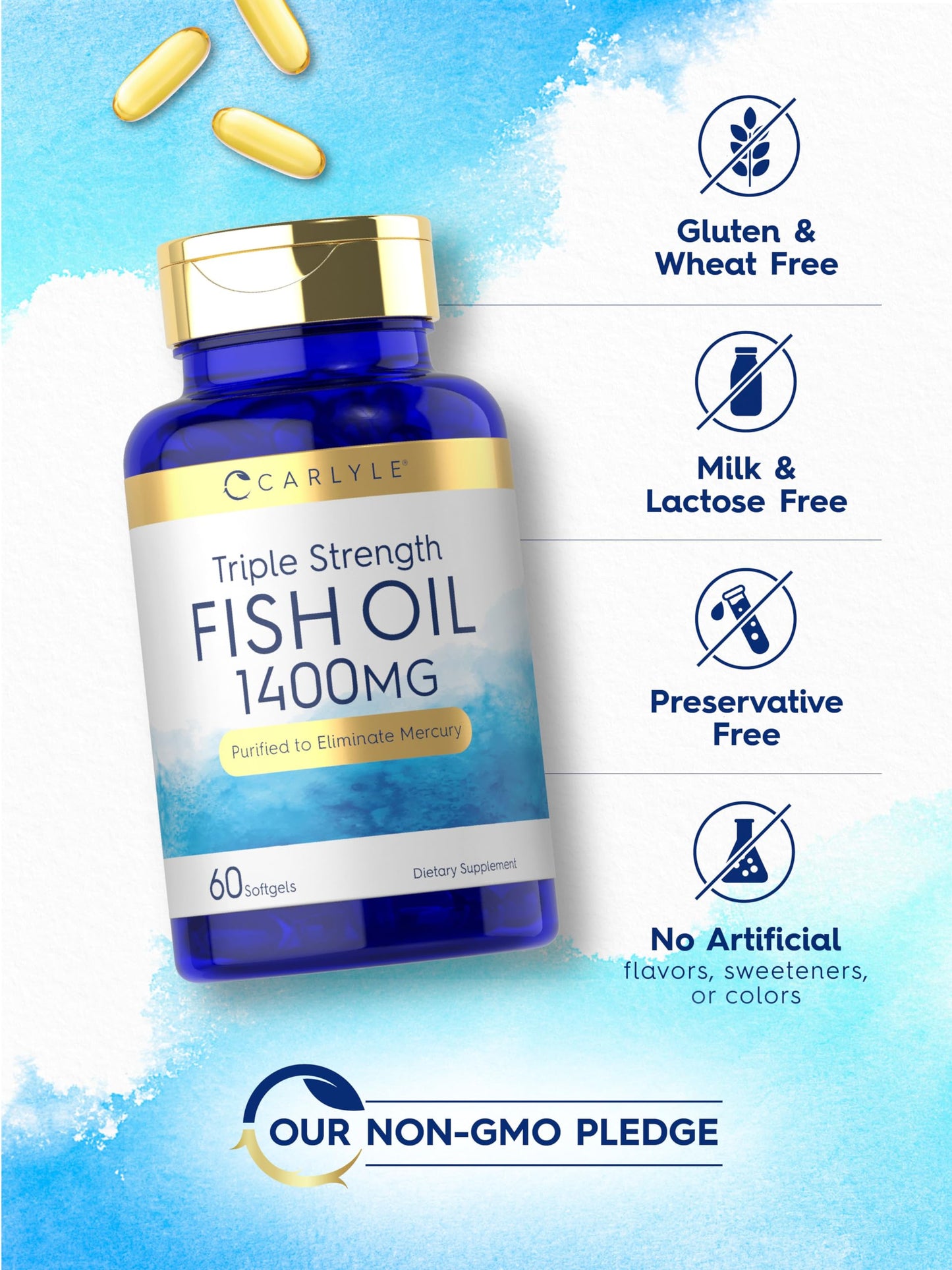Carlyle Triple Strength Omega-3 Fish Oil 1400mg Softgels 60 Count