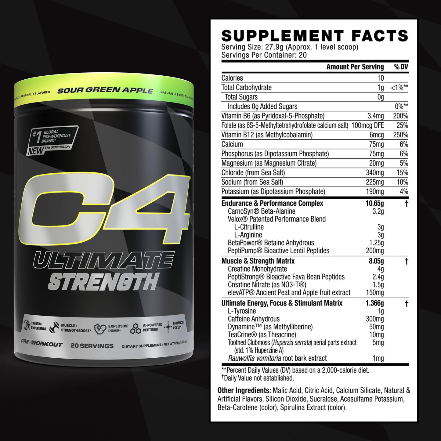 C4 Ultimate Strength Pre Workout Powder 19.6829 Servings