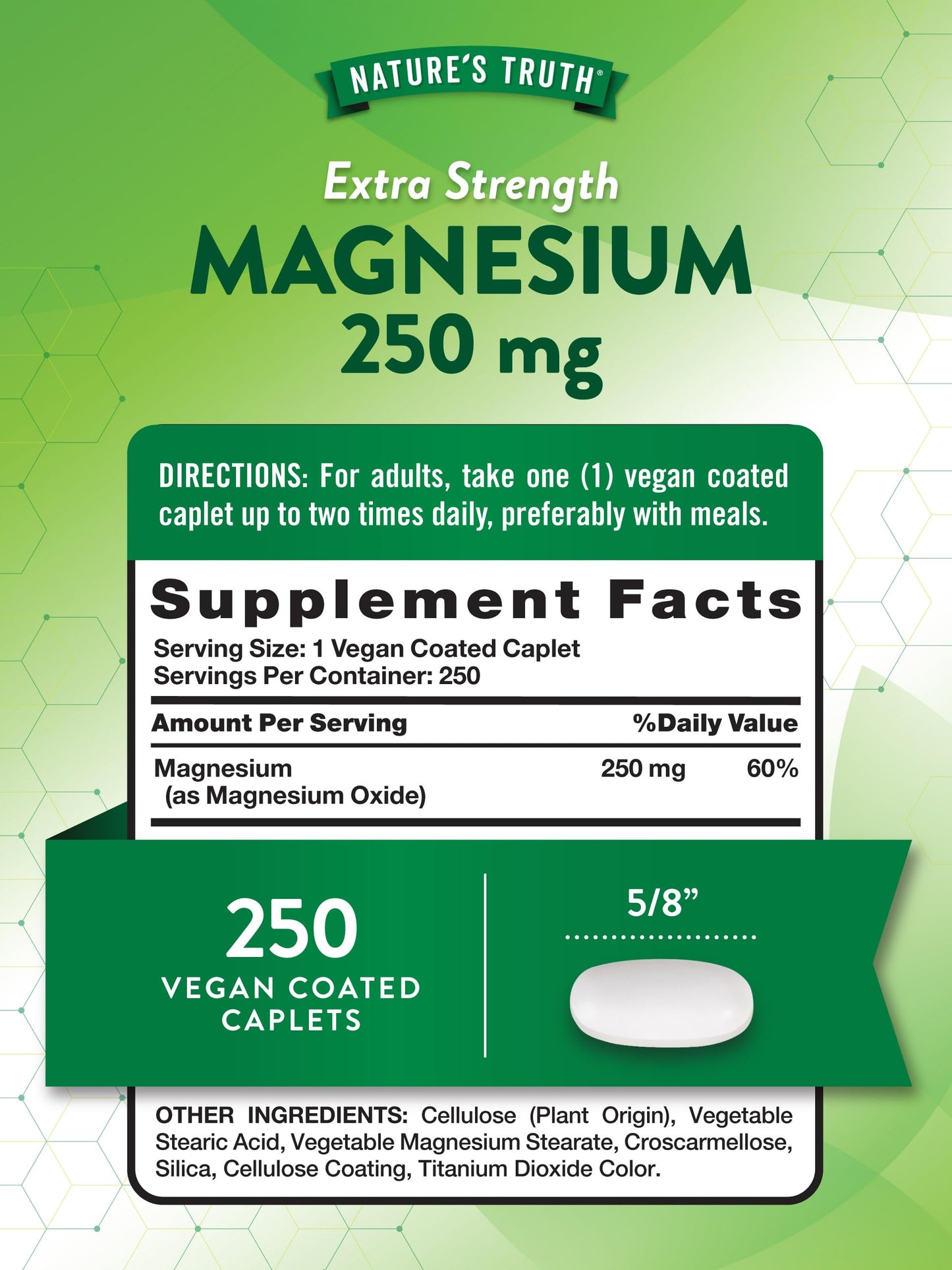 Nature's Truth Magnesium Supplement for Women & Men Caplets 250 Count