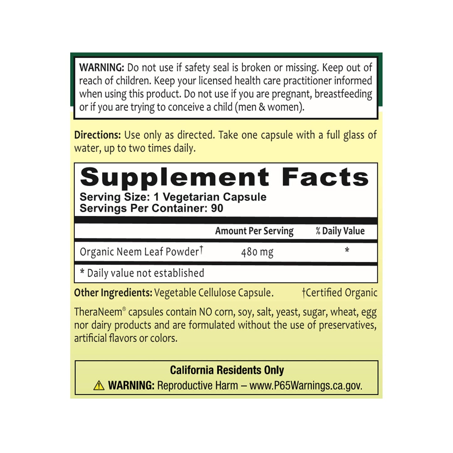 Thera Neem Neem Leaf Capsule 90 Count