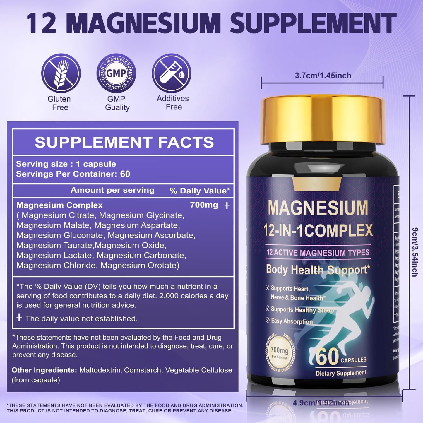Dr. HR 12-in-1 Magnesium Supplement High Absorption for Sleep, Muscle & Bones Capsule 60 Count