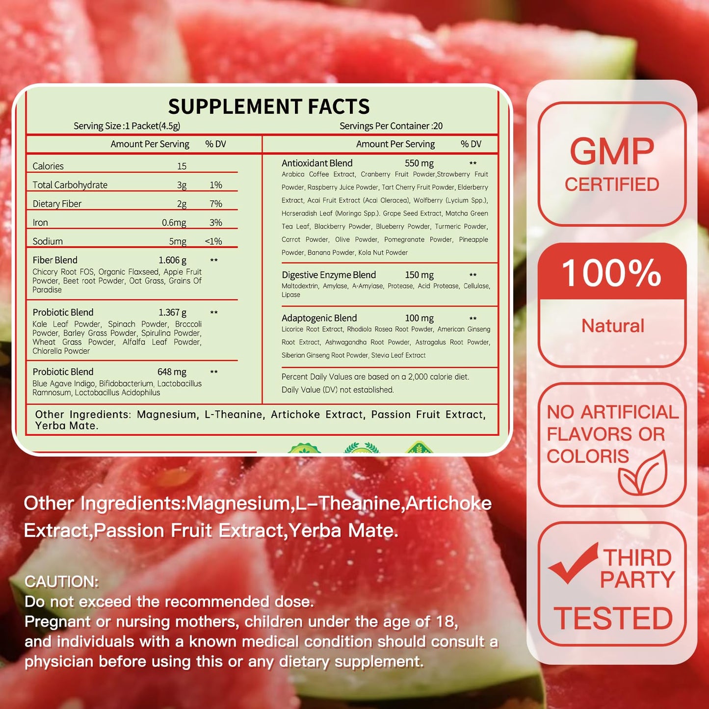 Blltzzz Newpie Superfoods Happy Cleaner Probiotic Powder Watermelon Flavor 3.18 Ounce (Pack of 1)