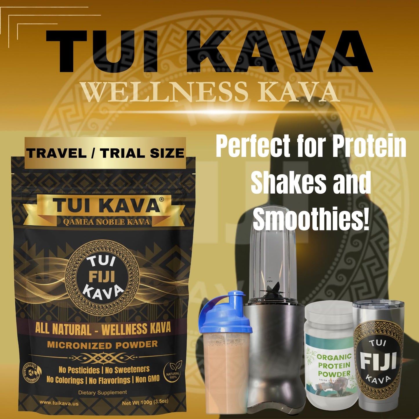 TUI KAVA Noble Kava Root Powder Micronized, 3.5 oz