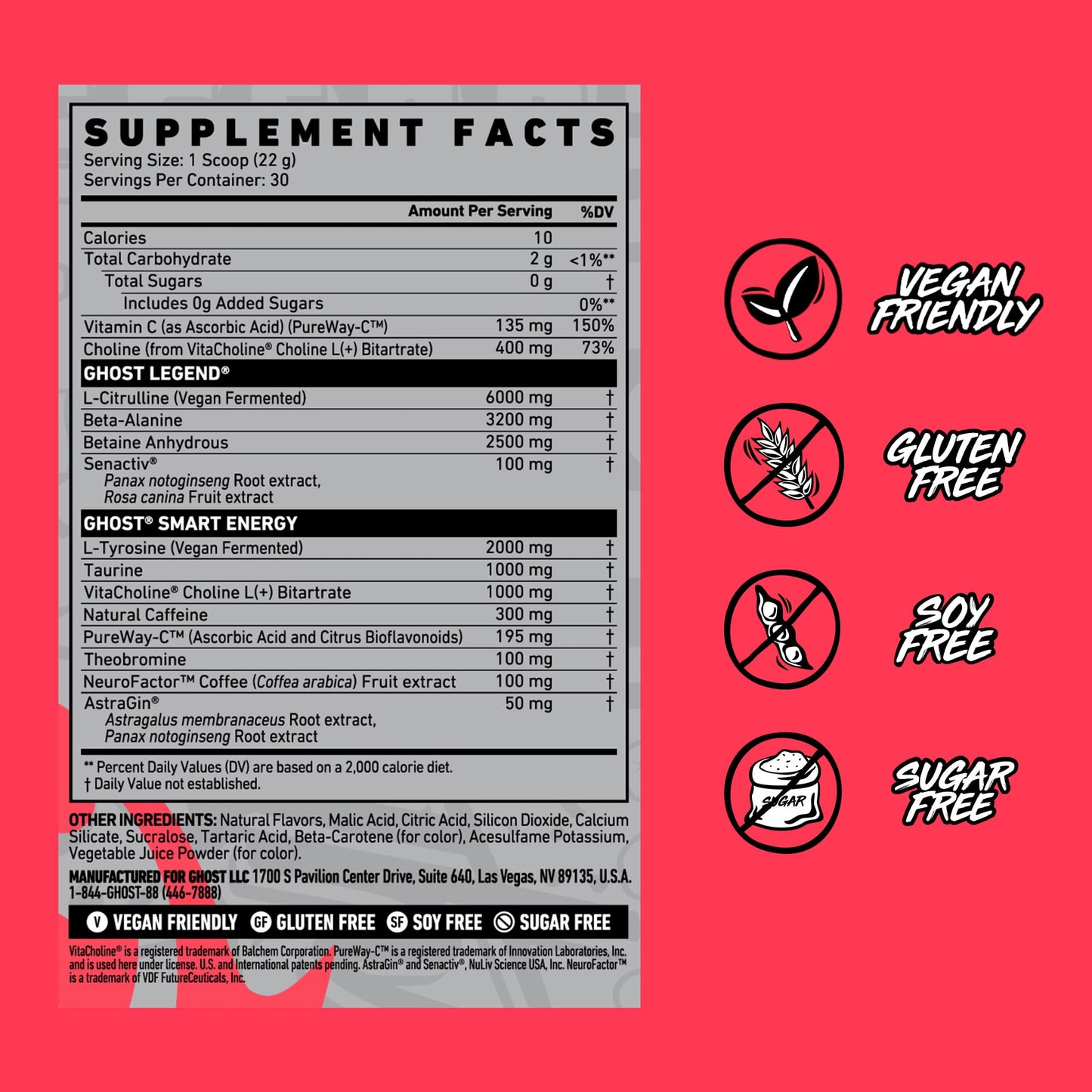 GHOST Legend Pre-Workout Powder, 23.3 oz