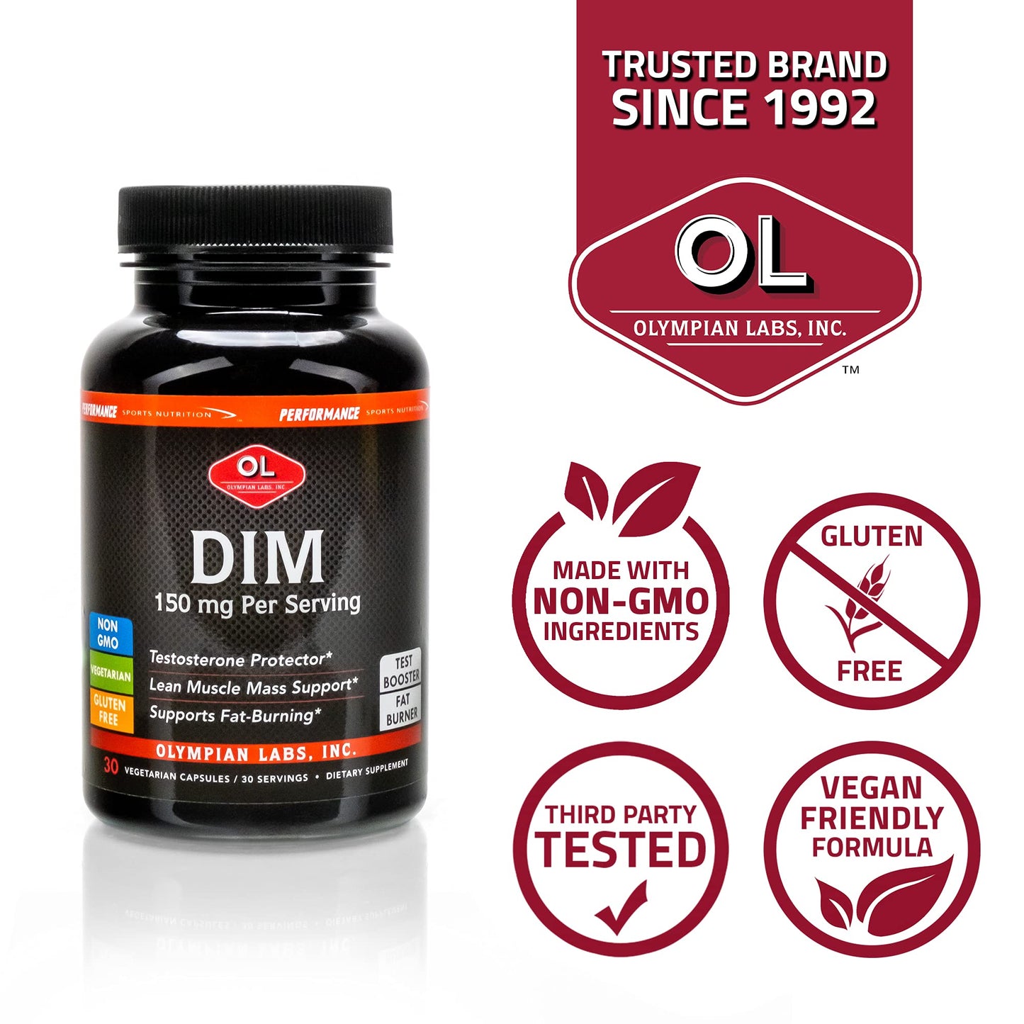 Olympian Labs DIM 150mg Diindolylmethane Supplement Capsules, 30 Count
