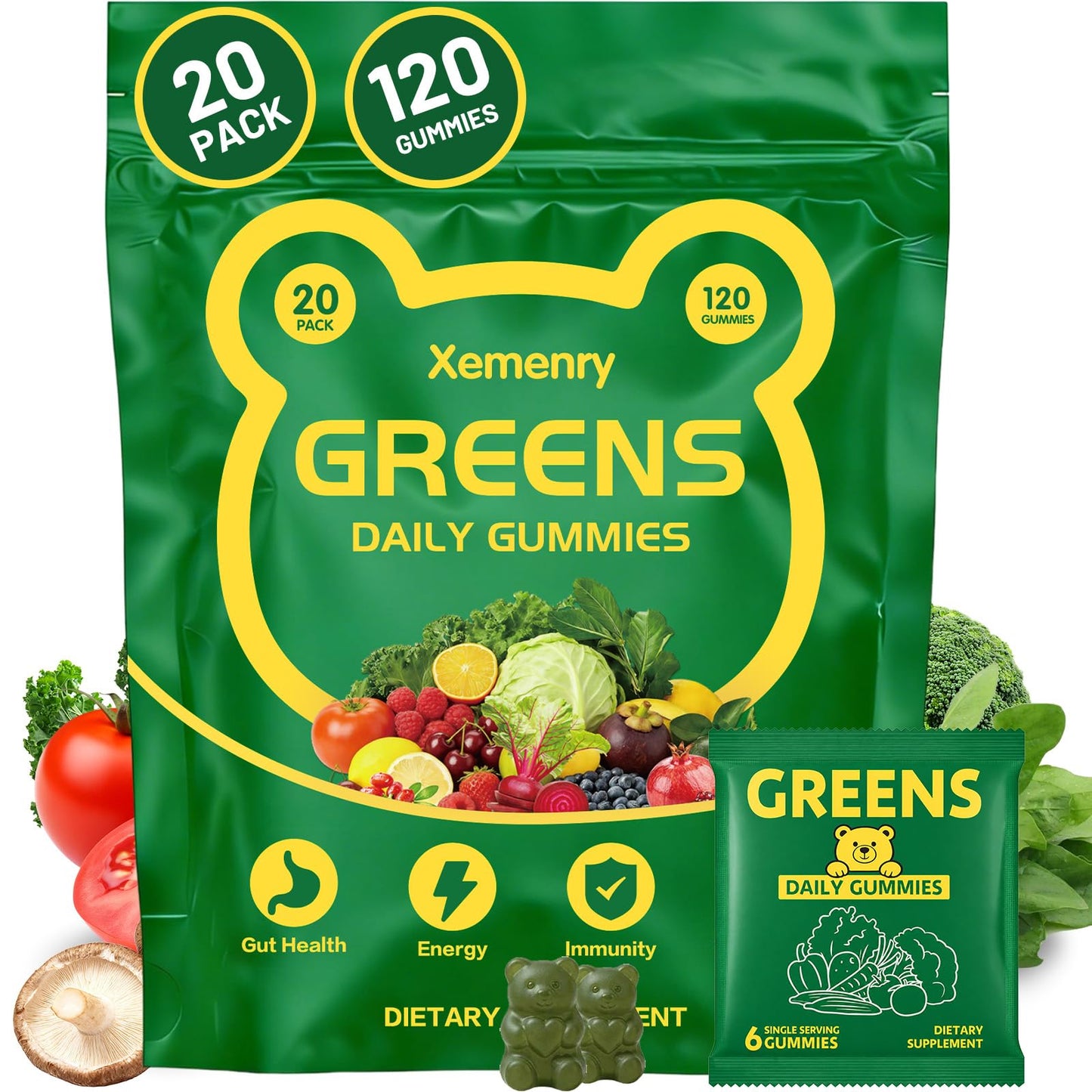 Xemenry Super Greens Multivitamin Gummies 120 Gummies