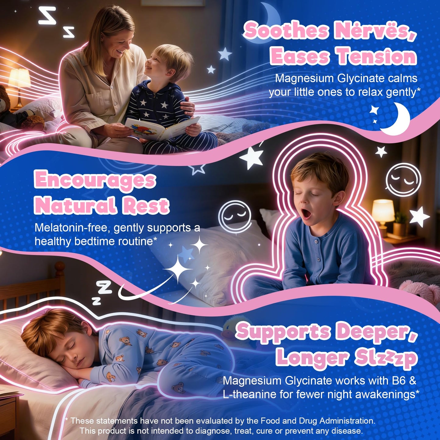 EnvyCure Kids 4+ Melatonin-Free Sleep Aid Gummies with Magnesium Glycinate, Saffron, Calcium D3+K2, Inositol – Nighttime Multivitamin for Calm Mood, Brain, Bone & Immune Support, Sugar Free, 120 Gummies