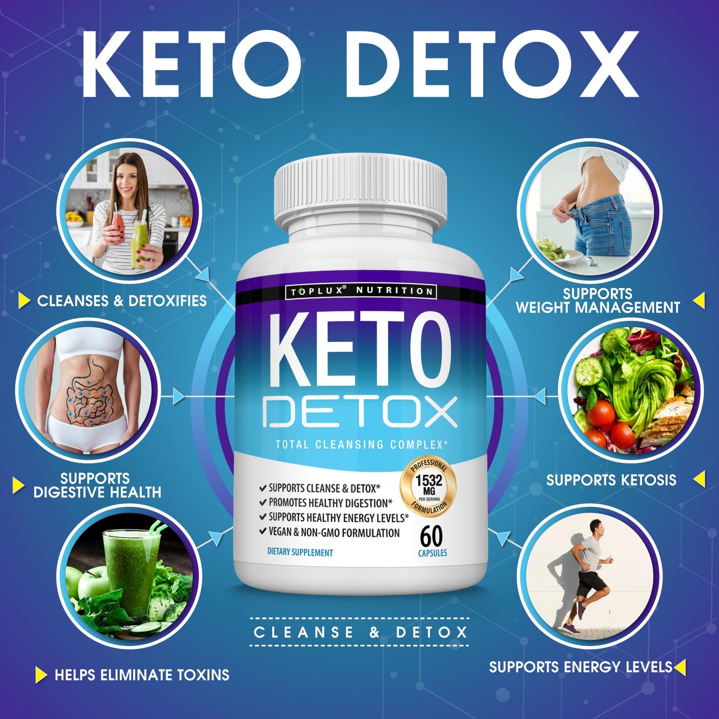 Toplux Keto Detox Pills Advanced Cleansing Extract Capsules, 120 Capsules
