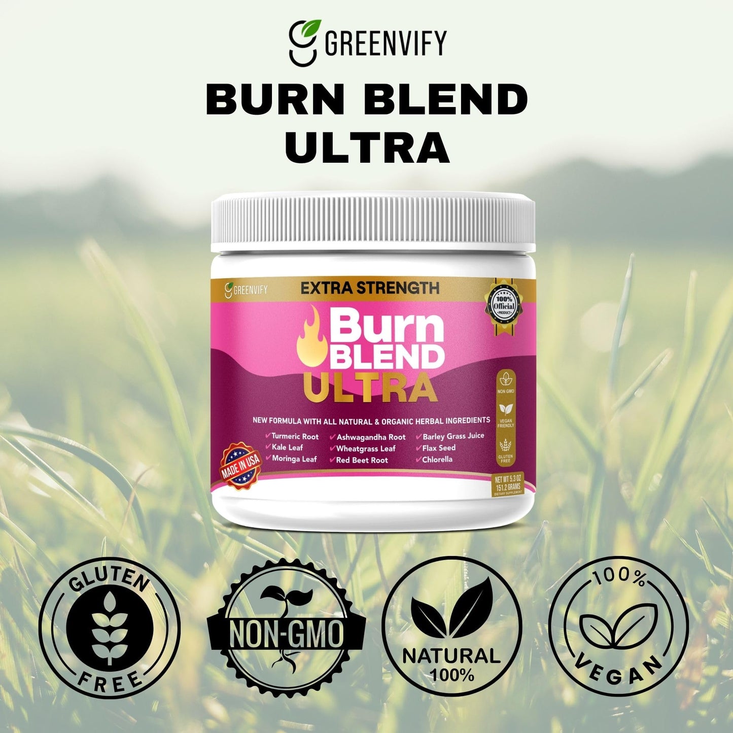 GREENVIFY Extra Strength Burn Blend Powder Capsules, 60 Count