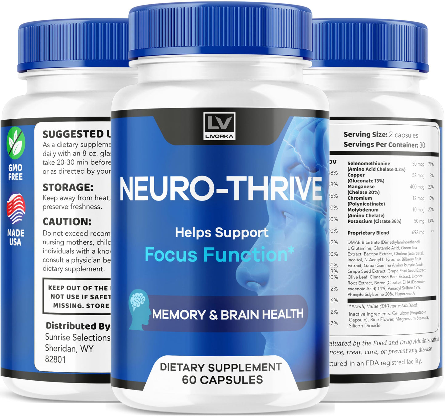 LIVORKA Neuro Thrive Brain Capsules, 120 Capsules