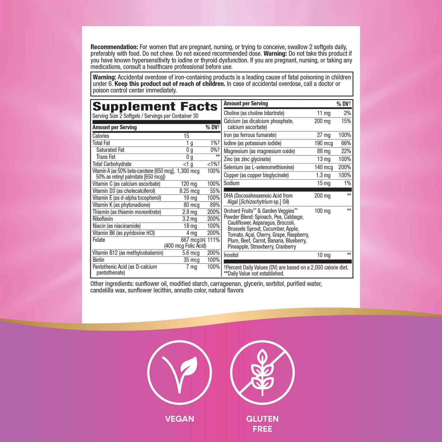 Nature's Way Alive! Complete Premium Prenatal Multivitamins for Women, Healthy Eye and Brain Development*, 60 Softgels