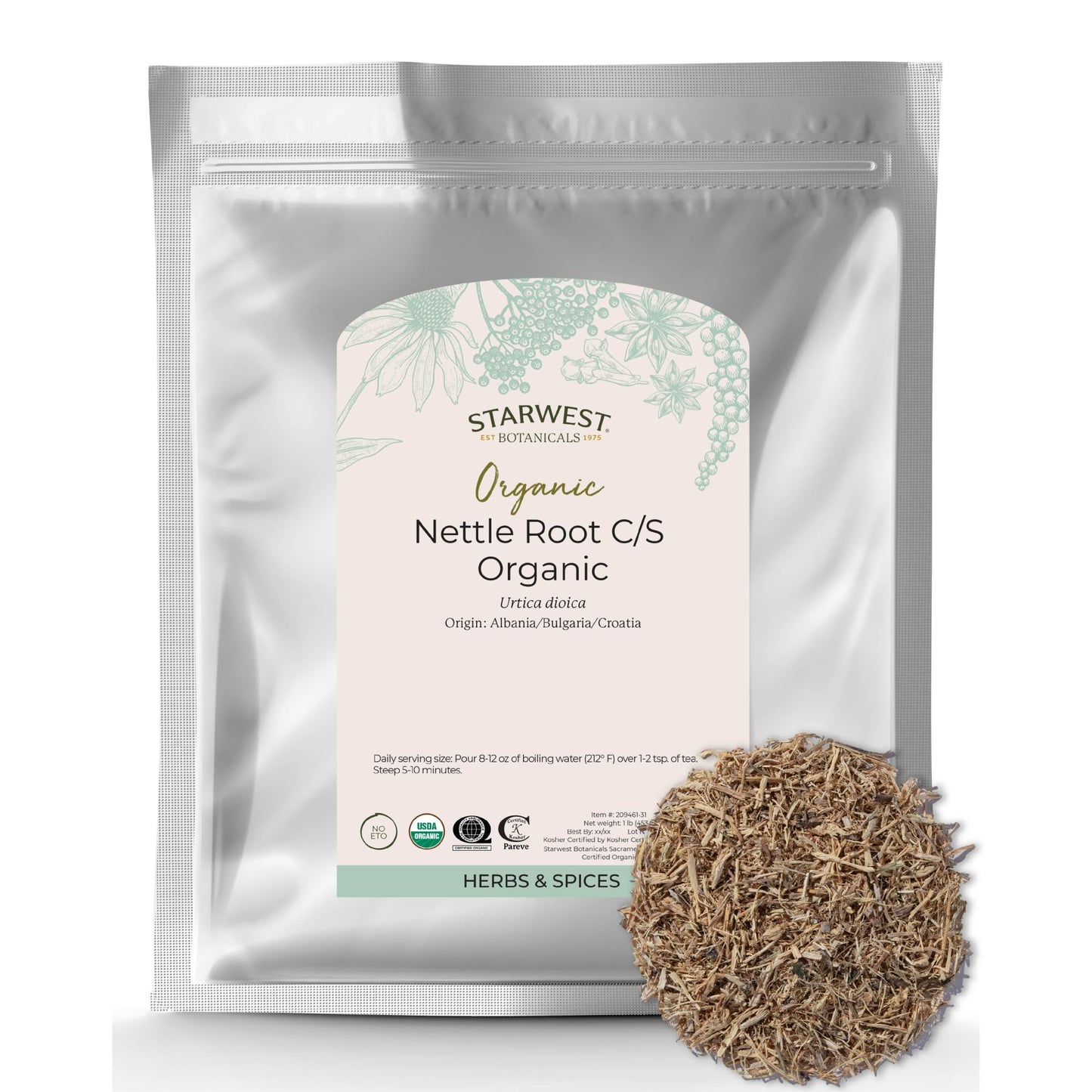 Starwest Botanicals Nettle Root Organic Powder 16 Ounce