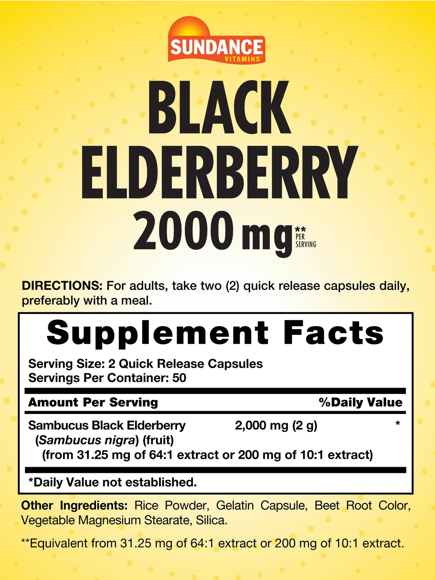 Sundance Sambucus Black Elderberry Capsules 100 Count