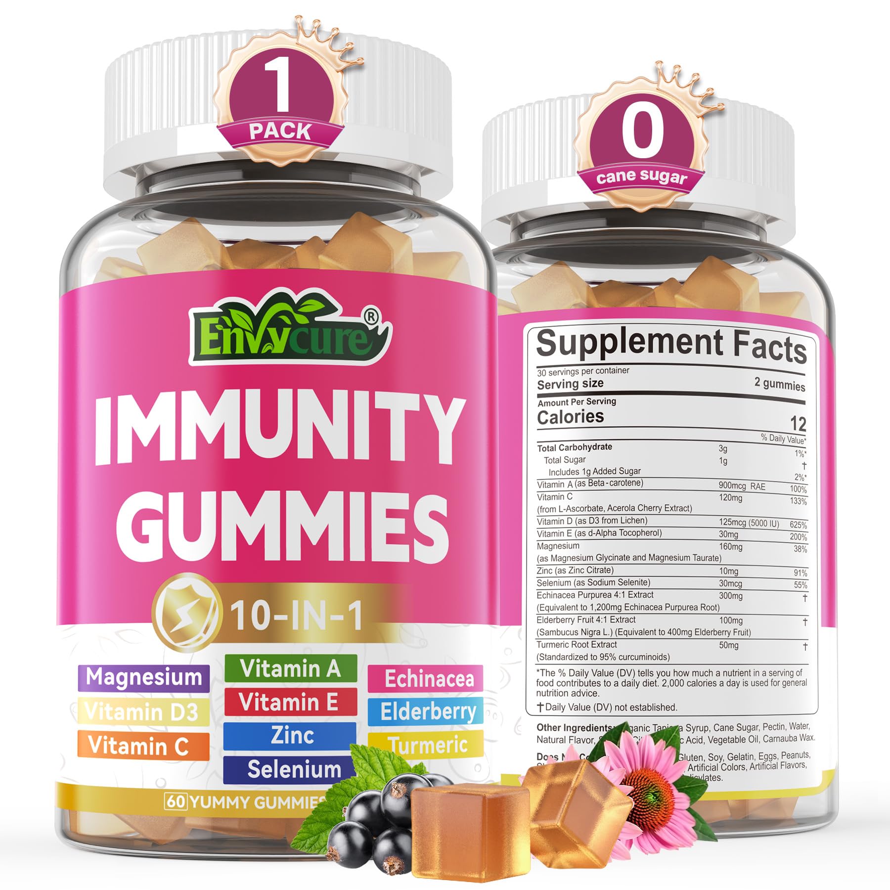 EnvyCure 10 in 1 Immune Support Gummies 60 Count