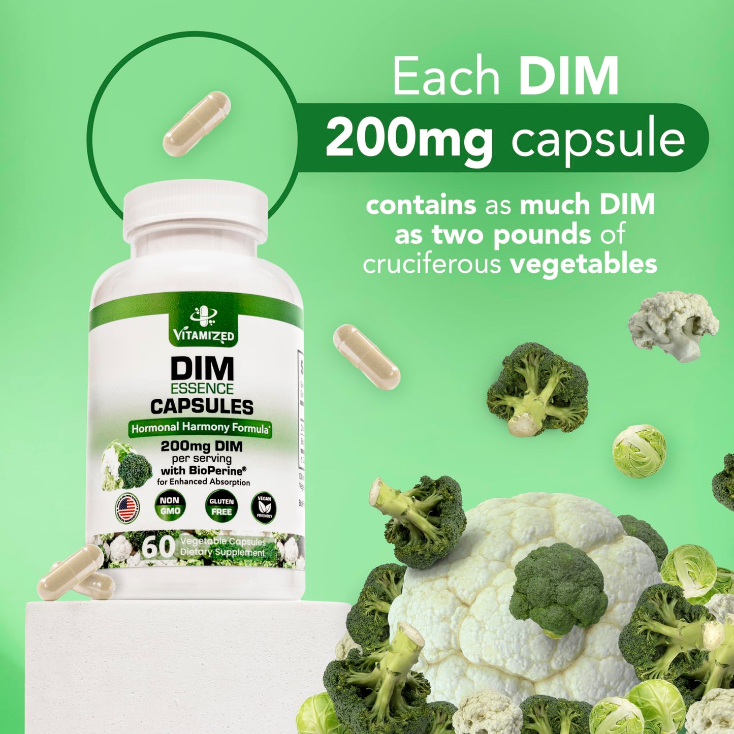 VITAMIZED DIM Estrogen Supplement Capsule, 60 Count