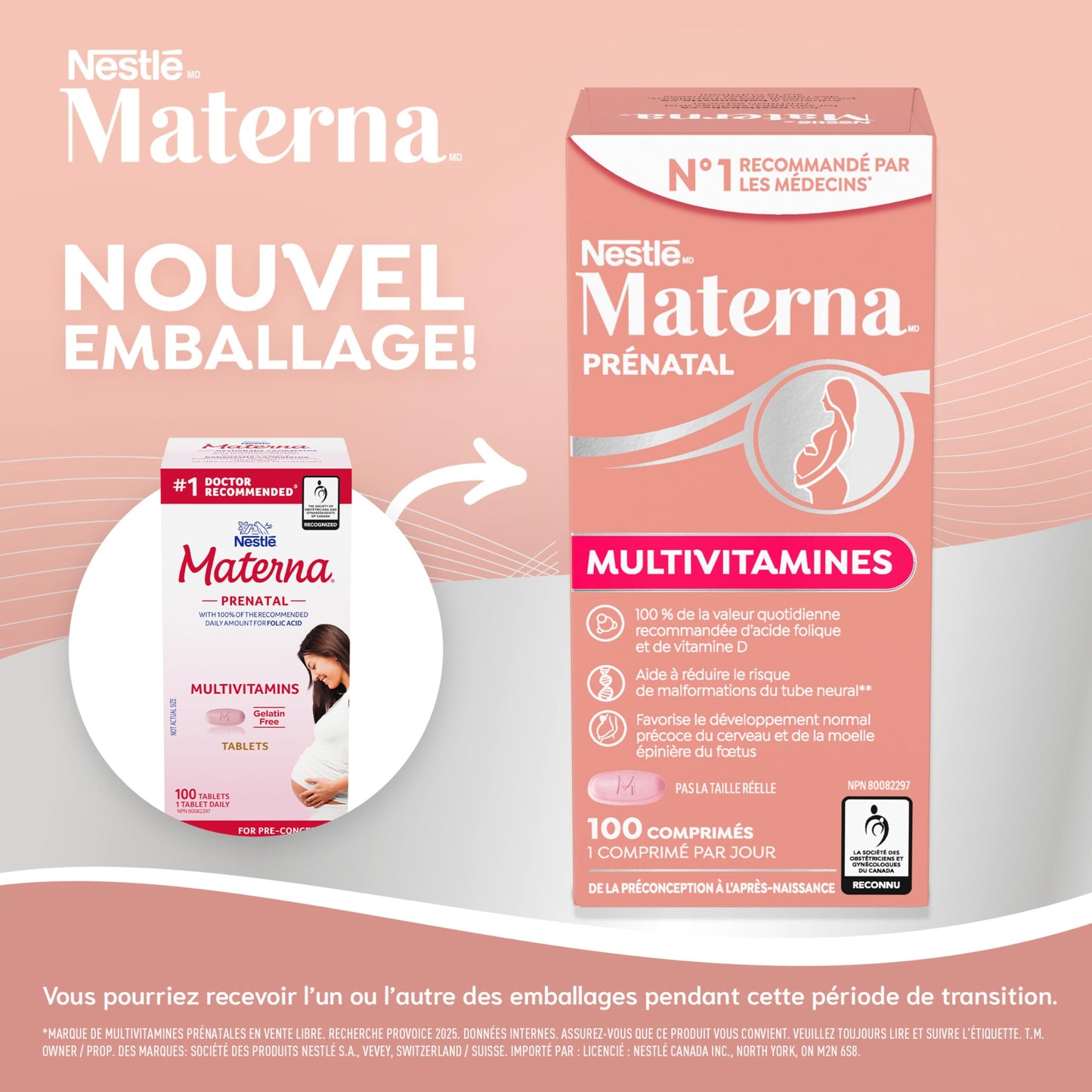 Materna Nestle Prenatal Postpartum Vitamin & Mineral Supplement 100 Tablets