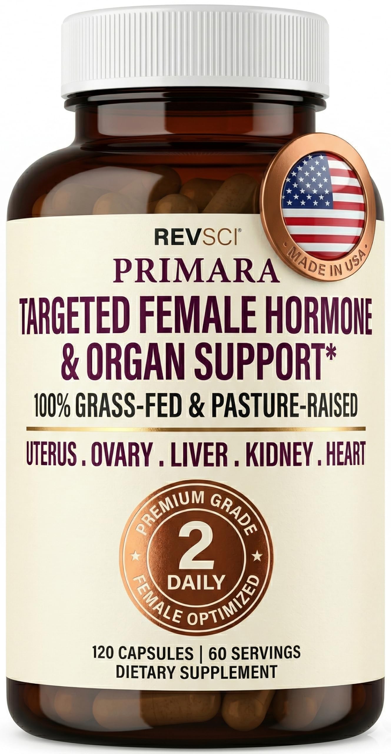 Revolution Science Primal Beef Organ Supplement for Women, 120 Capsules