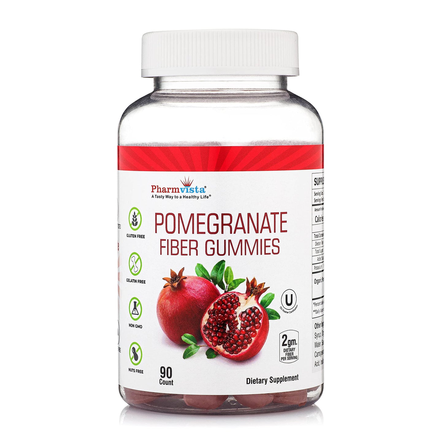 Pharmvista Pomegranate Fiber for Adults & Kids, 90 Gummies