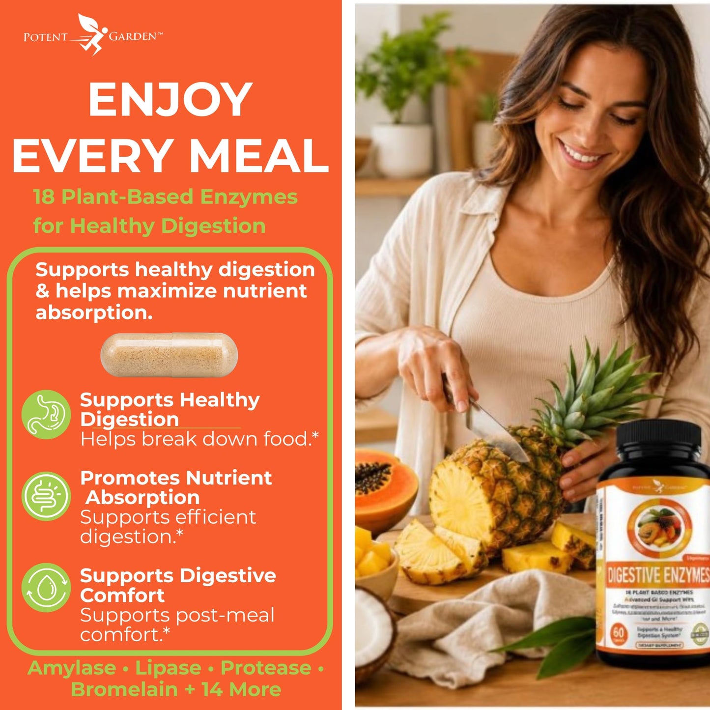 Potent Garden Digestive Enzymes, 60 Capsules