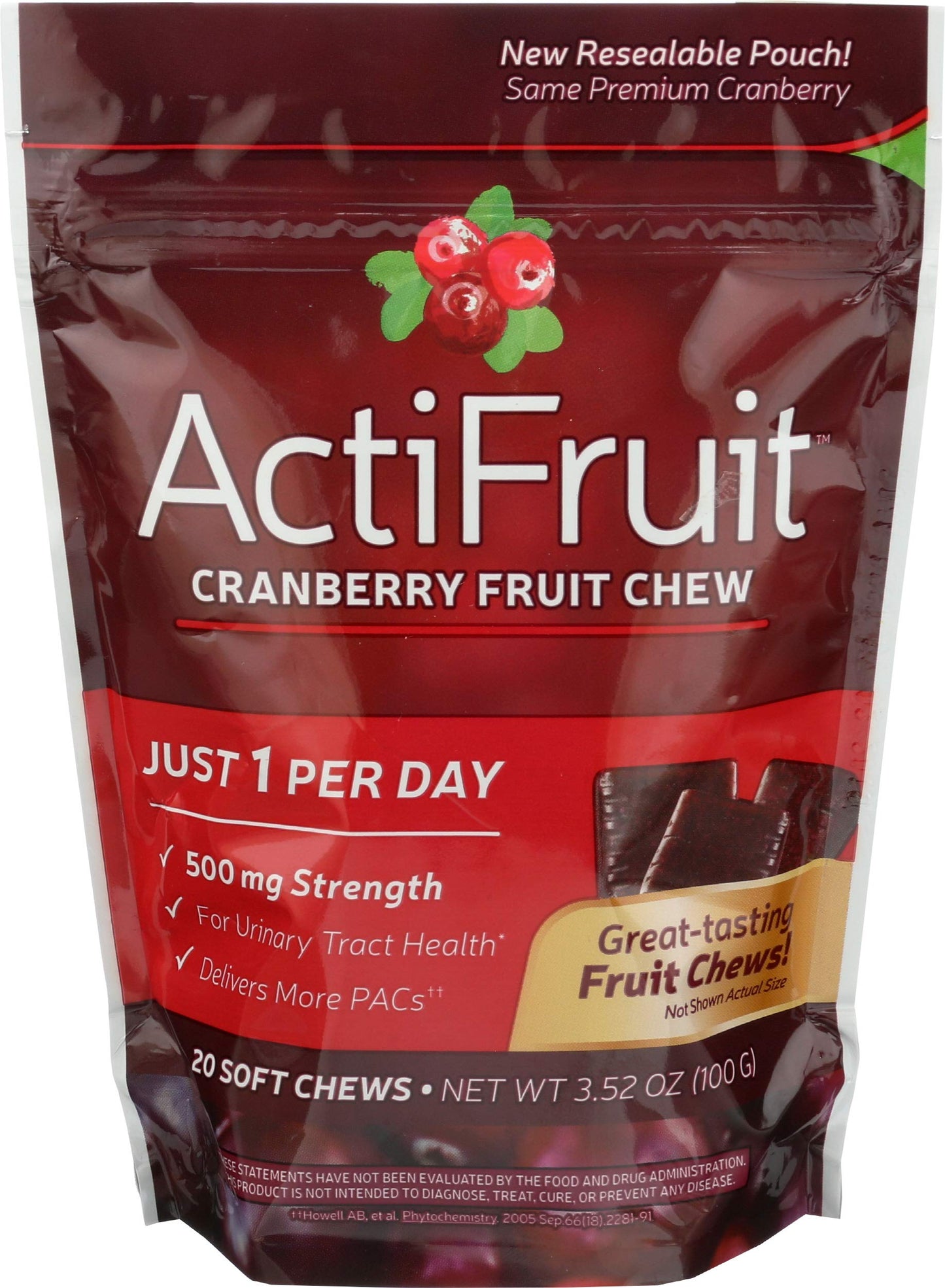 Enzymatic Therapy ActiFruit Cranberry Fruit Chew Chewables, 20 Count