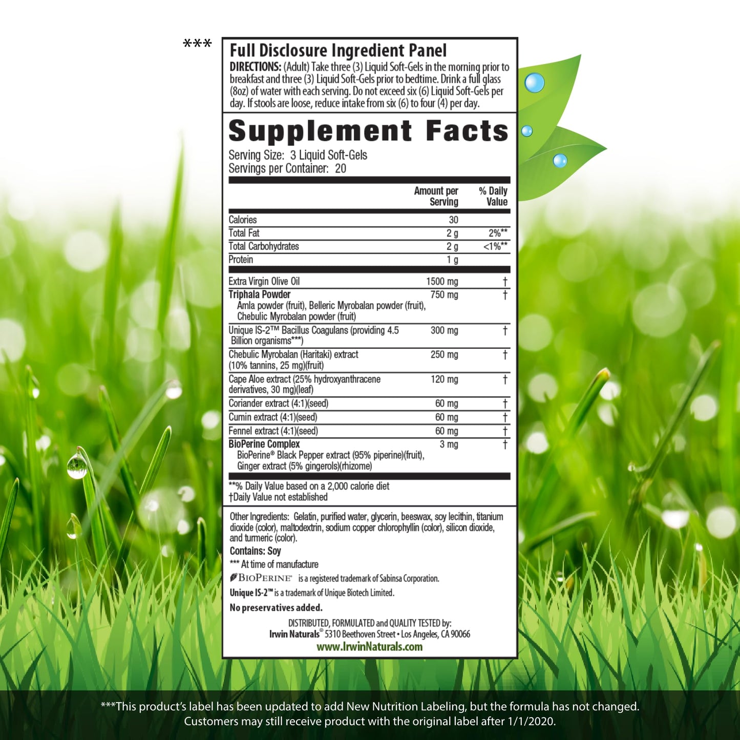 Irwin Naturals Aloe & Triphala Active Cleanse + Probiotics Softgels, 60 Count