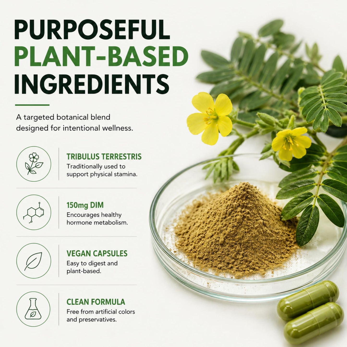 Pinnacle Purity Tribulus Terrestris and DIM Capsules, 60 Count