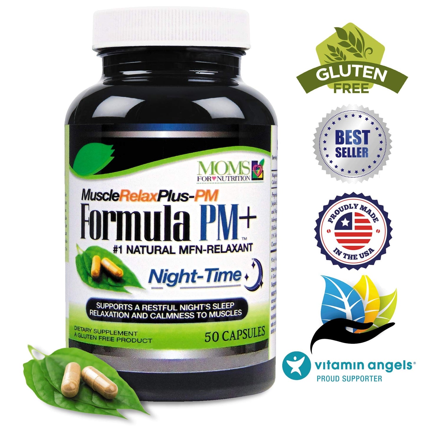 Moms For Nutrition All Natural Muscle Relax Formula PM Plus Capsules, 50 Count