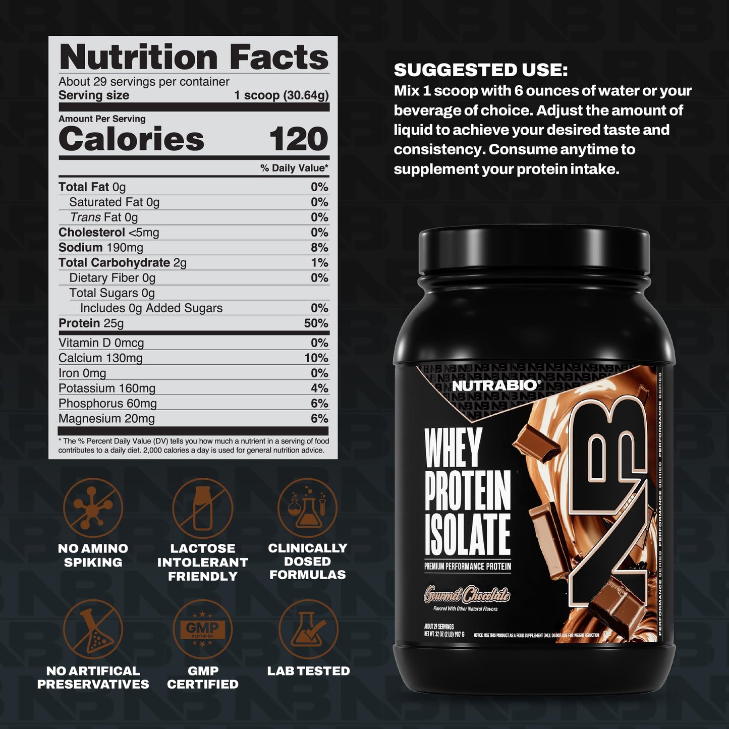 NutraBio 100% Whey Protein Isolate Protein Powder Alpine Vanilla, 32 Servings