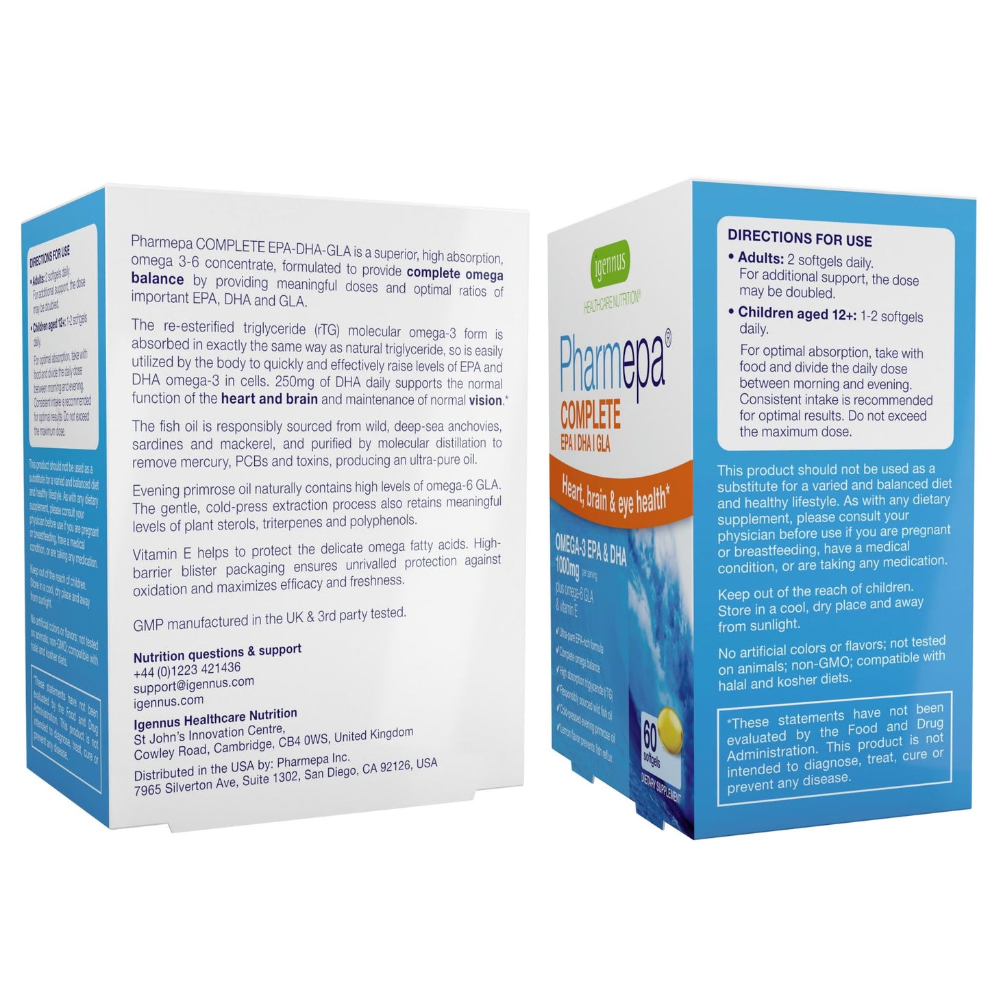 Igennus Healthcare Nutrition Pharmepa rtg Omega-3 EPA DHA Fatty Acids 1000mg Softgels 60 Count