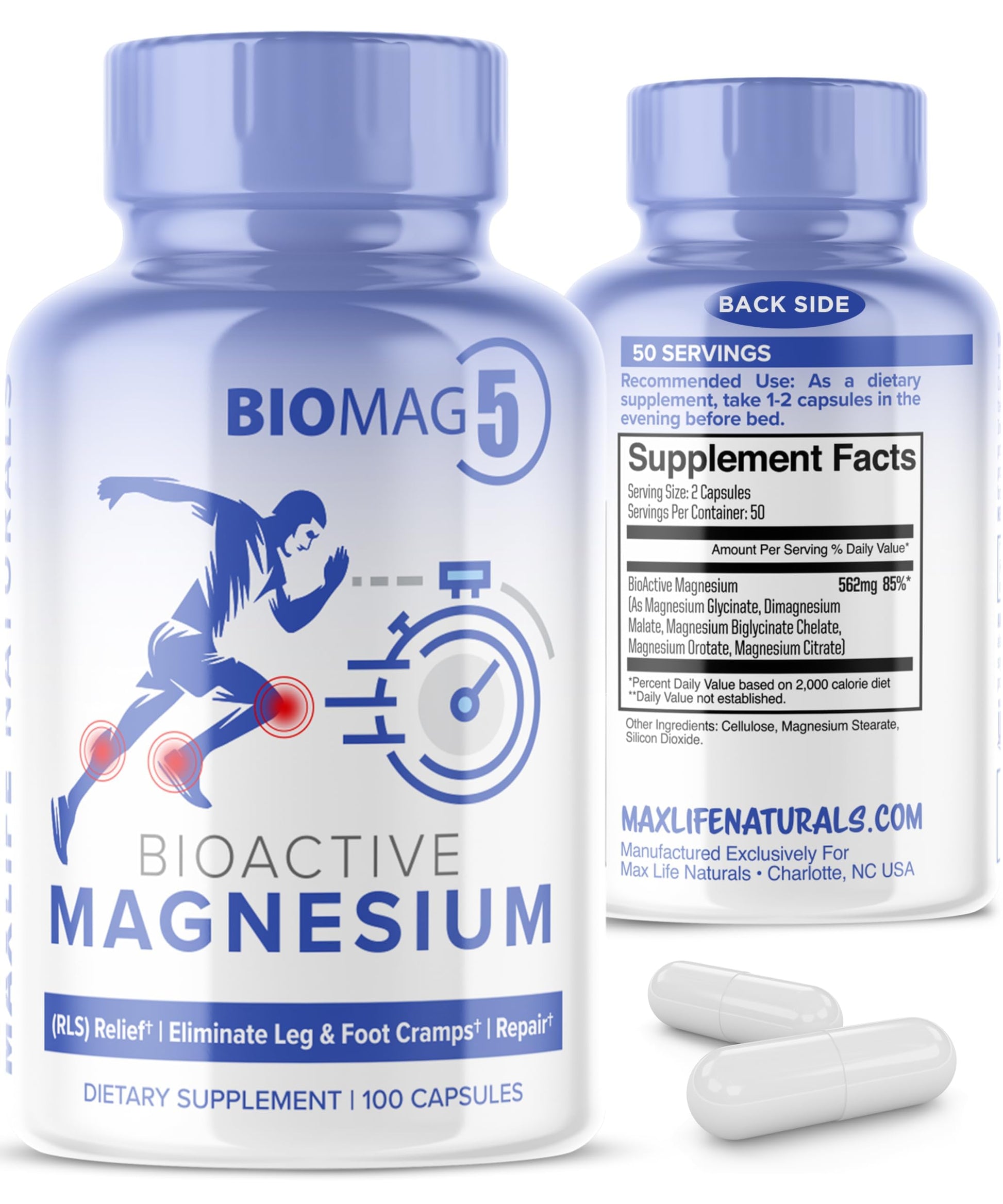 MAXLIFE NATURALS BioMag 5 Magnesium Complex Capsule, 100 Count