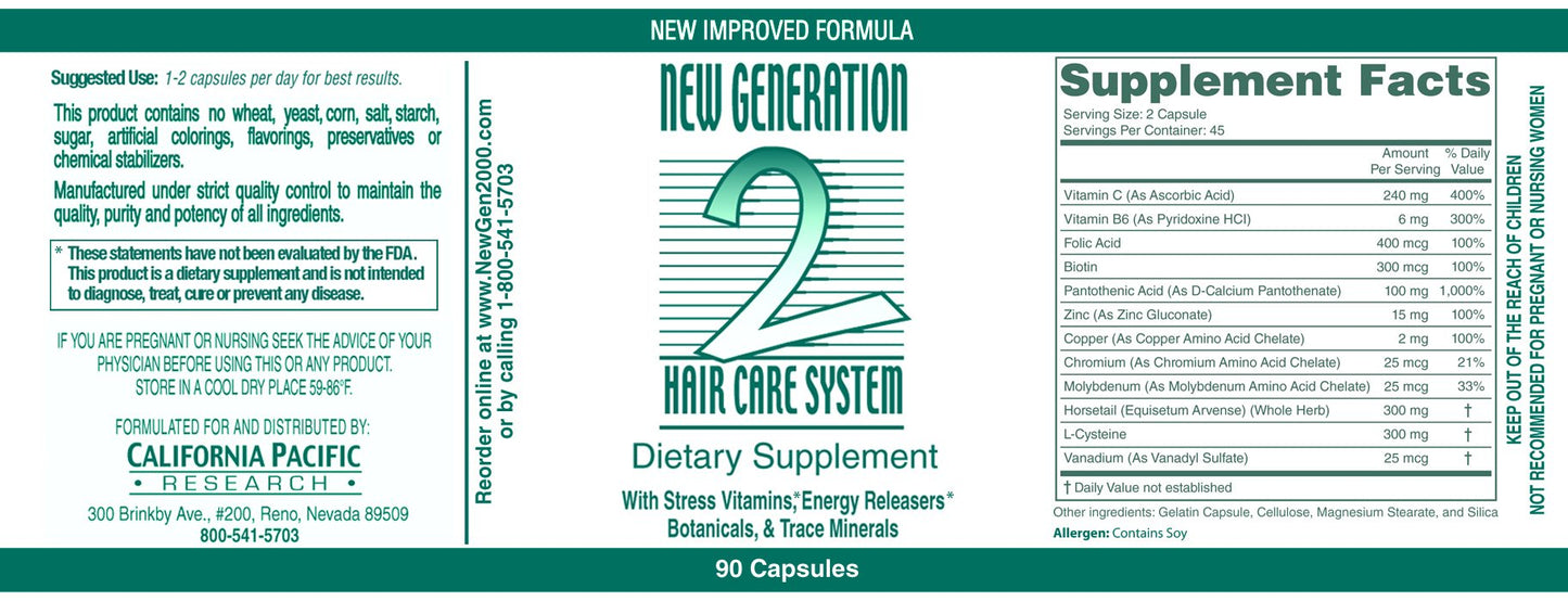 New Generation Dietary Supplements Hair Loss and Thinning Hair Support Capsules, 90 Count