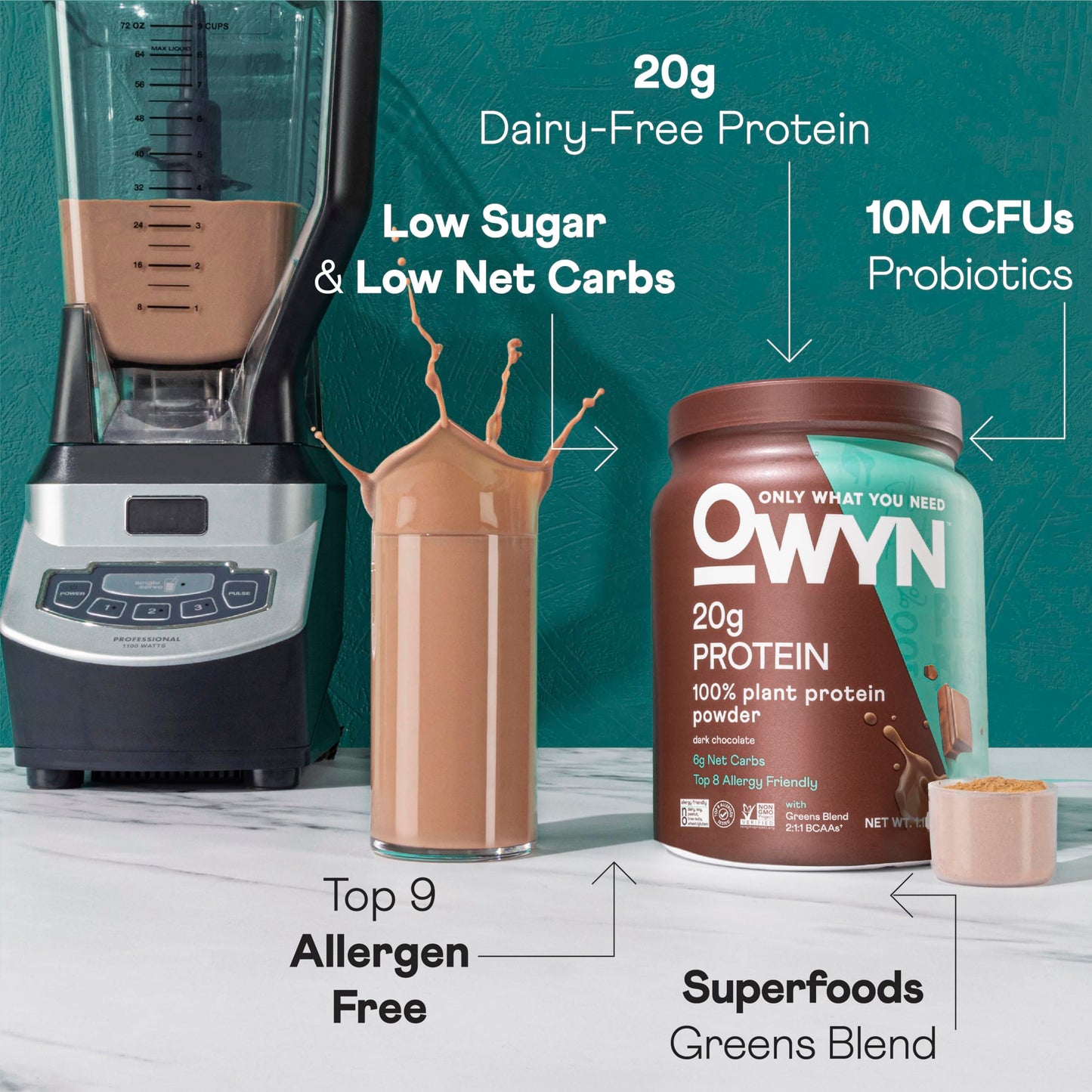 OWYN Only What You Need Chocolate Flavored Protein Powder, 19.2 oz