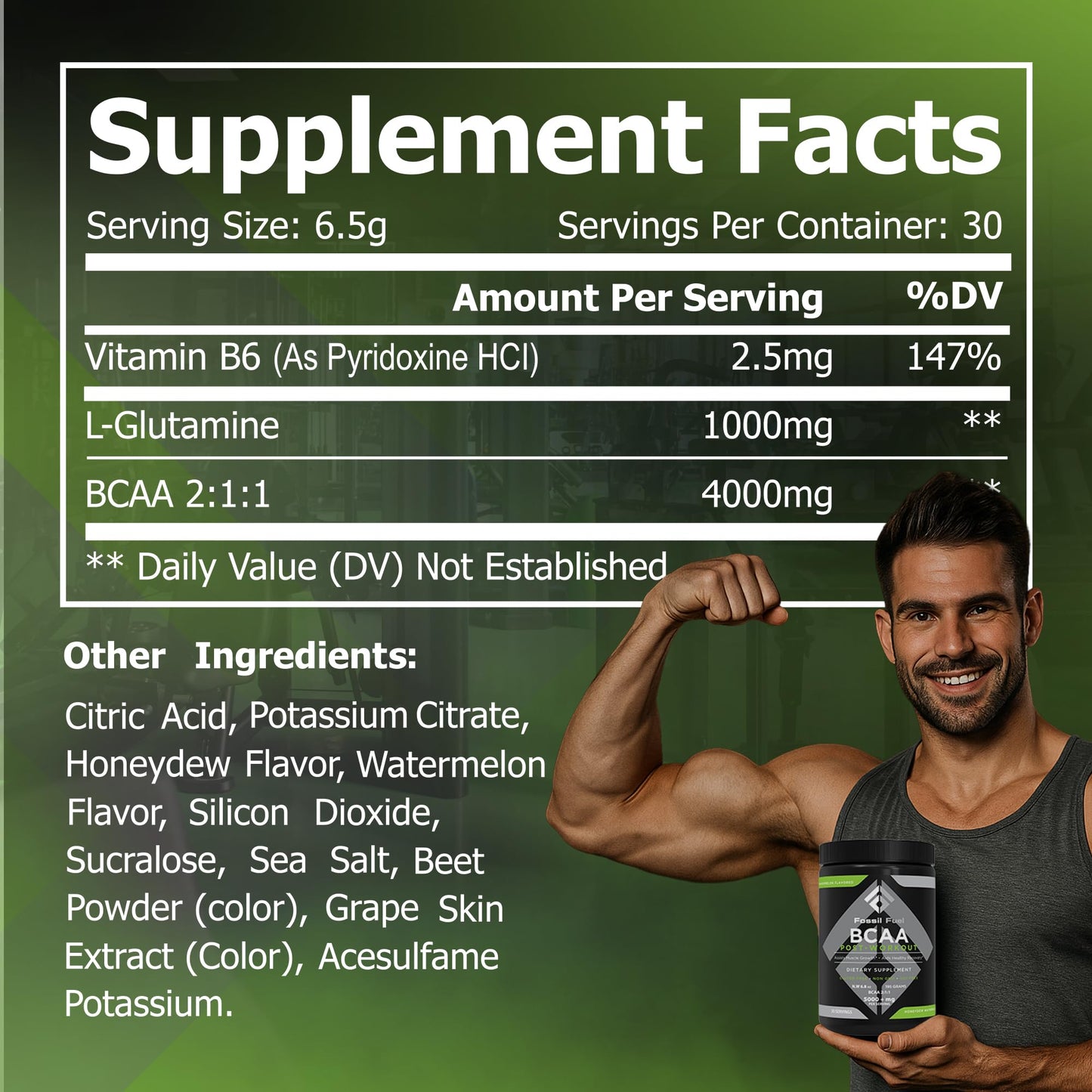 Fossil Fuel Sugar-Free BCAA Powder 6.8