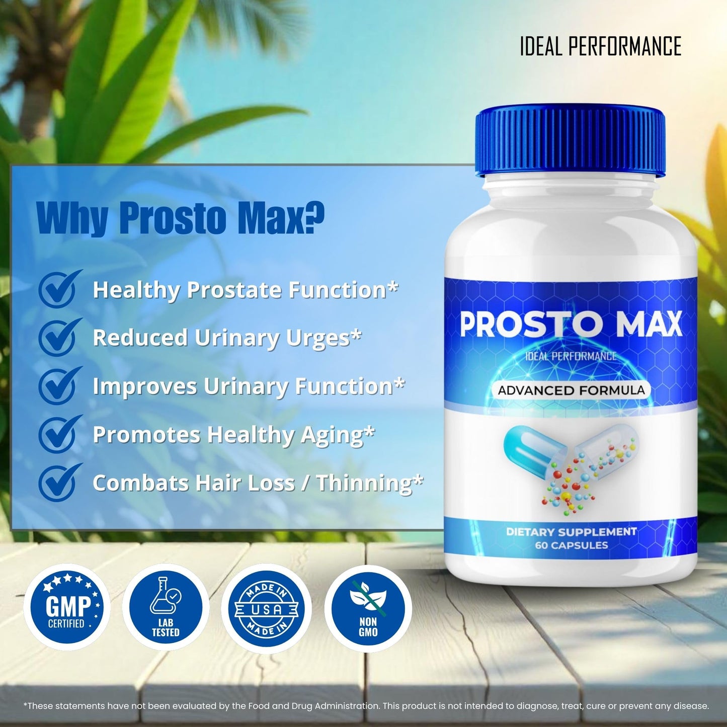 IDEAL PERFORMANCE Prosto Max Prostate Health Supplement Capsules 300