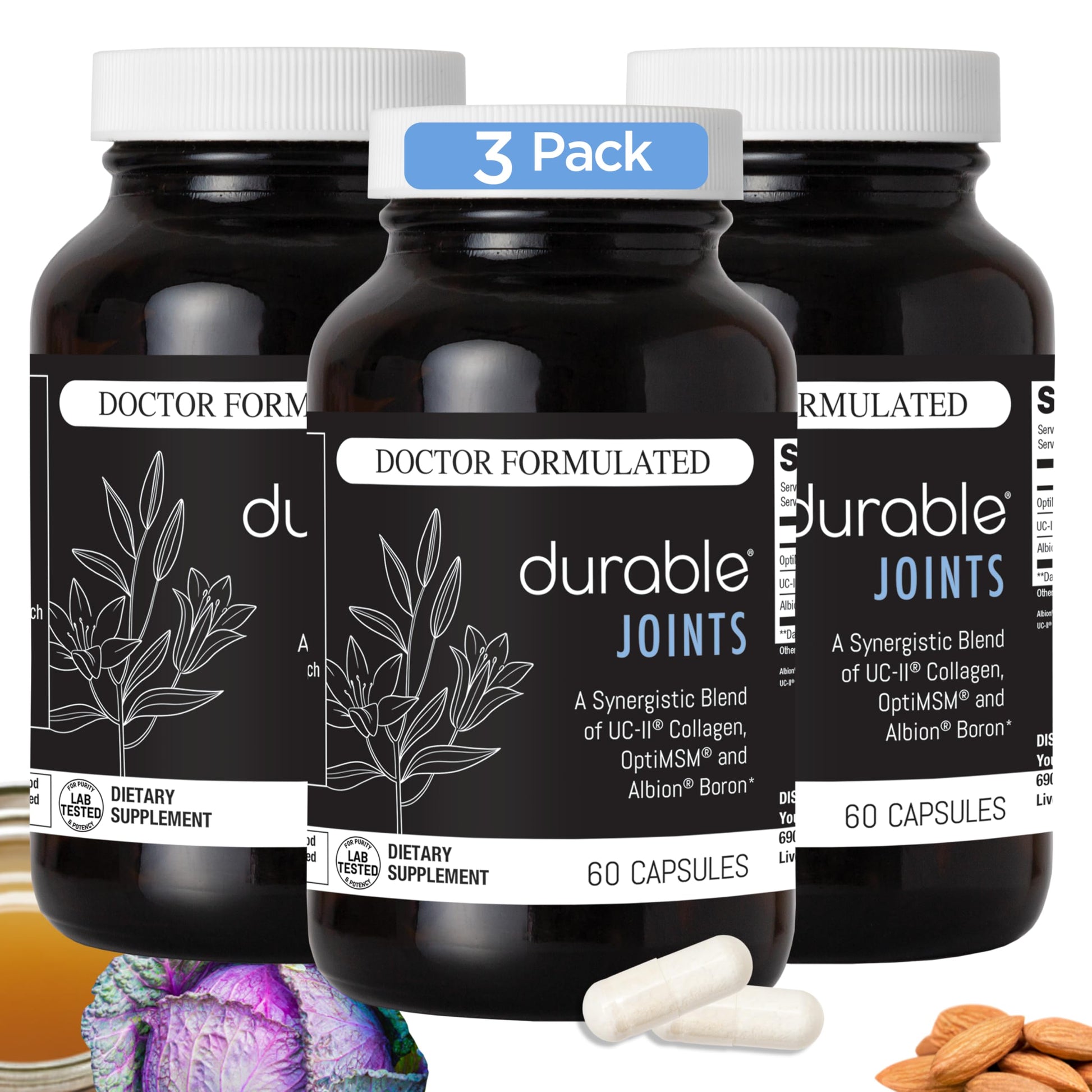 Durable Joints w/UC-II Collagen + MSM – 2X as Effective as Glucosamine-Chondroitin – Joint Comfort, Flexibility & Mobility Support – Doctor Formulated, Made in USA, 180 Capsules
