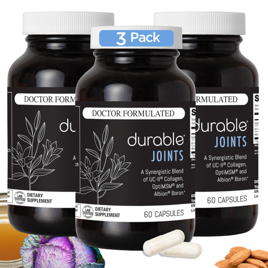 Durable Joints w/UC-II Collagen + MSM – 2X as Effective as Glucosamine-Chondroitin – Joint Comfort, Flexibility & Mobility Support – Doctor Formulated, Made in USA, 180 Capsules