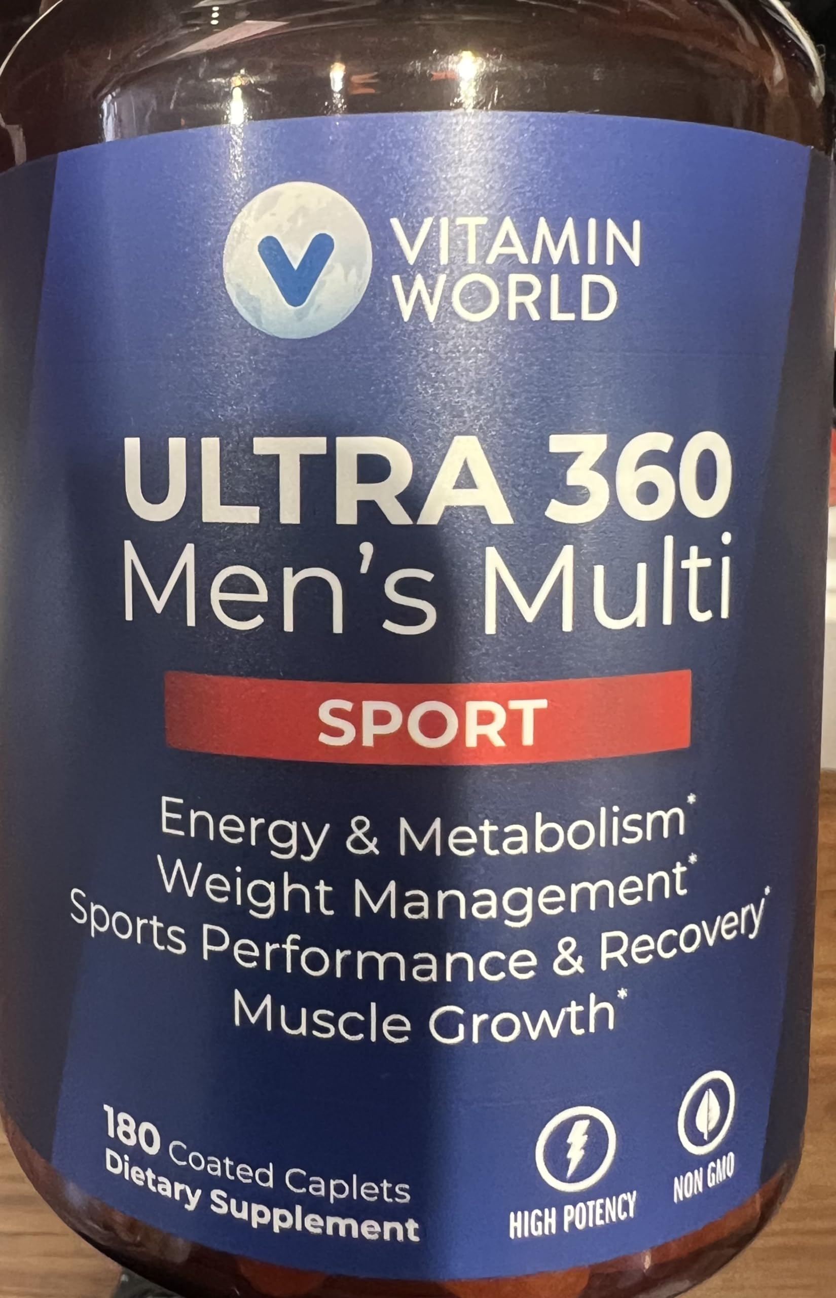 Vitamin World Ultra 360 Men's Multi Sport Coated Caplets, 180 Count