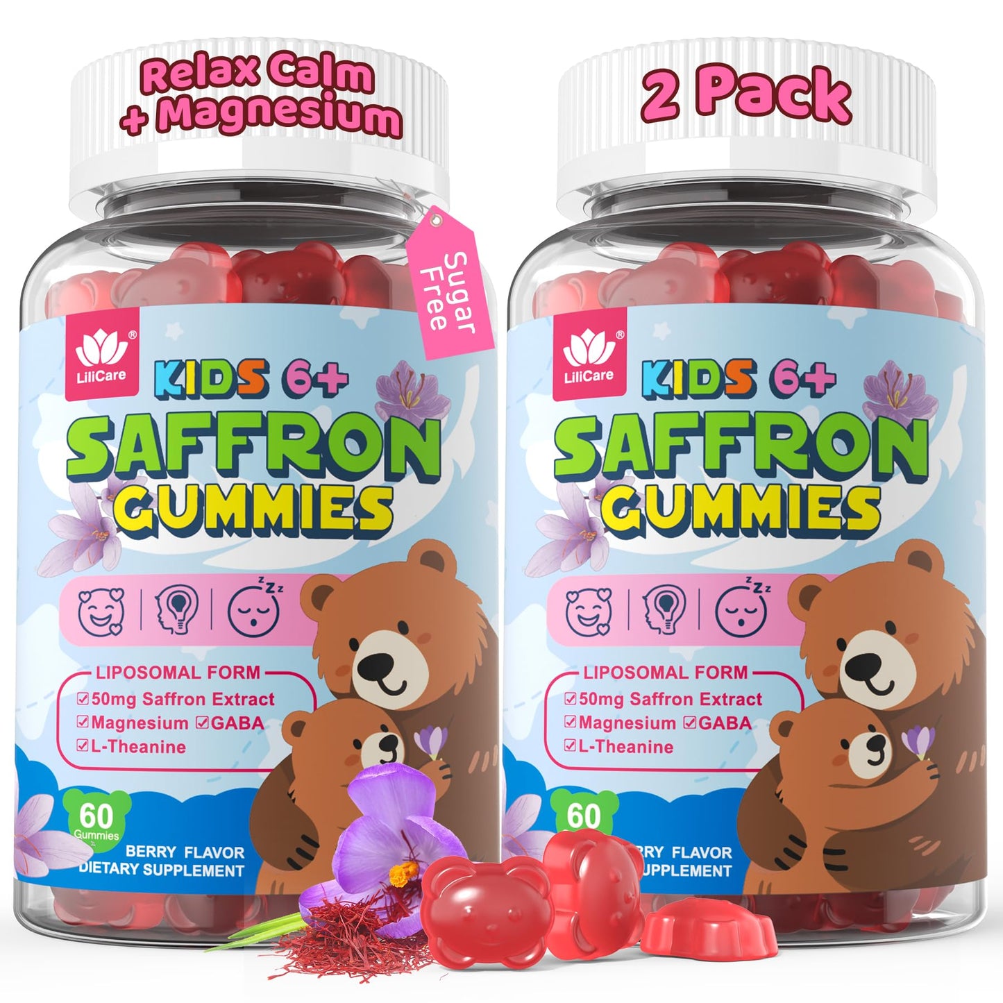 LILICARE Saffron Magnesium Glycinate Gummies 120 Count