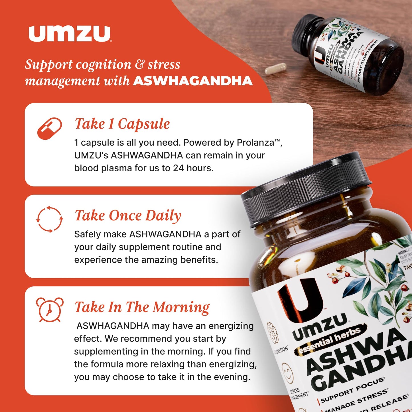 UMZU Ashwagandha Capsules, 30 Count