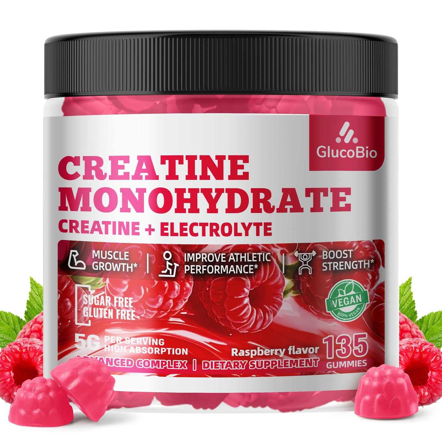 GlucoBio Creatine Monohydrate Gummies (5g) 135 Count