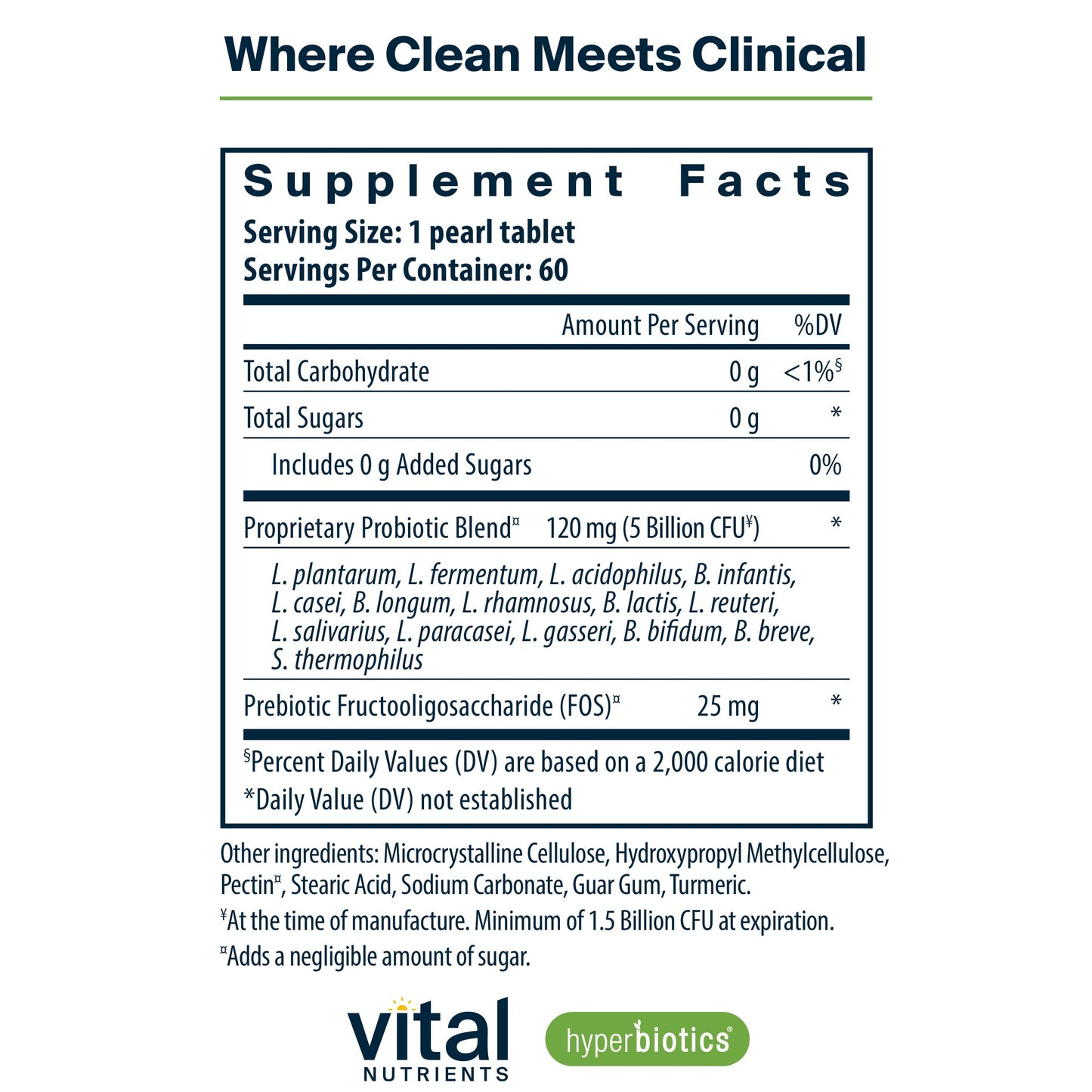 Hyperbiotics Vital Nutrients Pro-15 Prebiotics and Probiotics for Women and Men Tablets, 60 Count