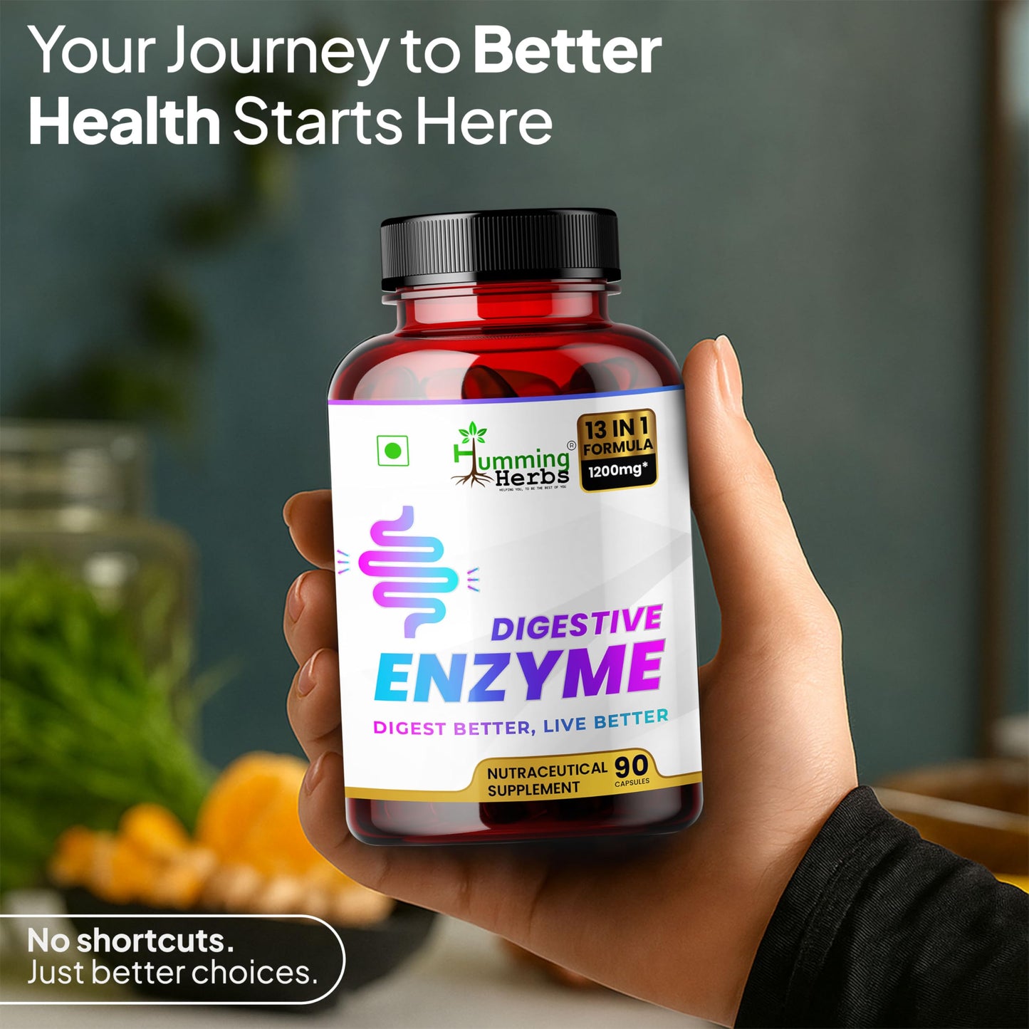 Humming Herbs Digestive Enzyme Capsules 90 Count