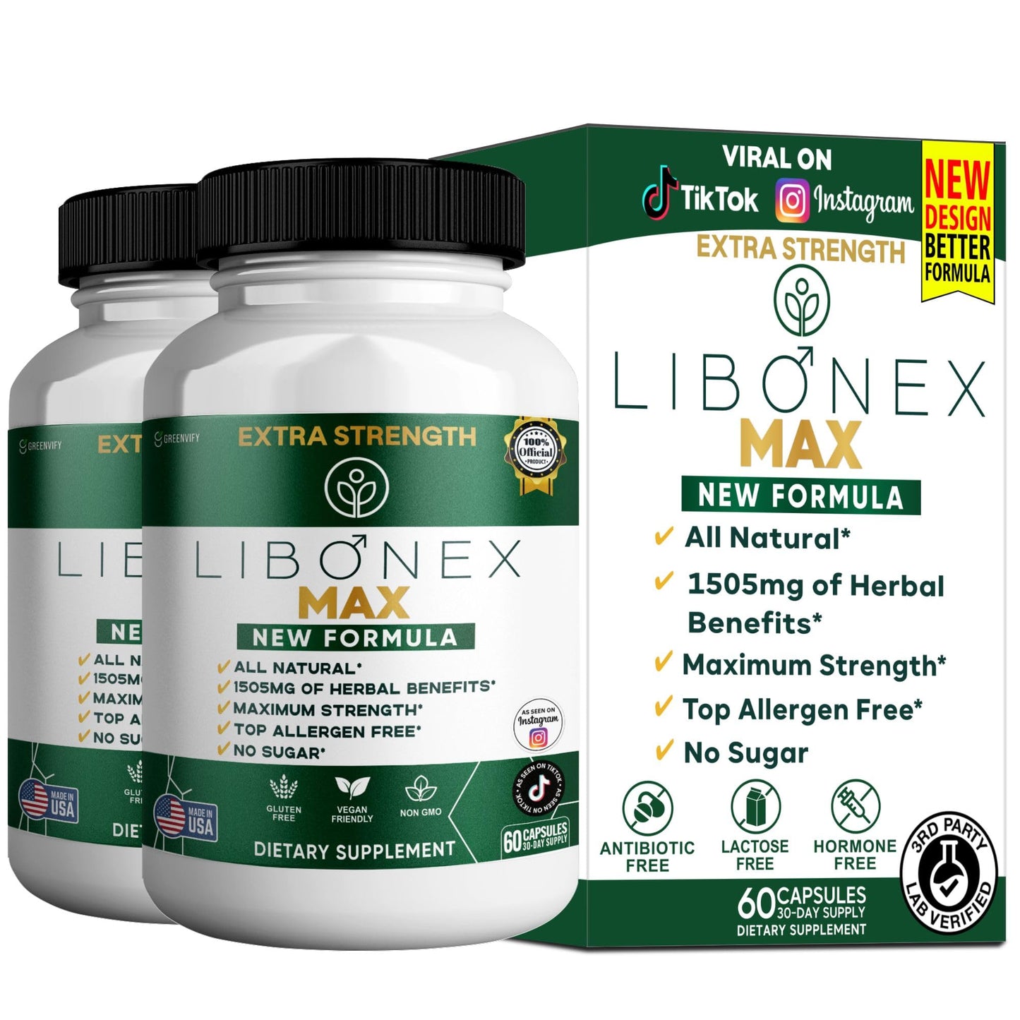 GREENVIFY Libonex Max Extra Strength Maca Root Complex 60 Capsules
